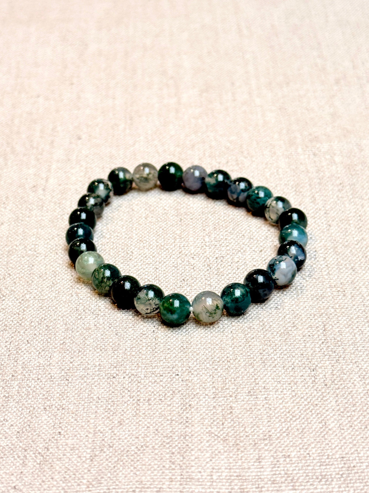 Buddhist bracelet blue moss agate