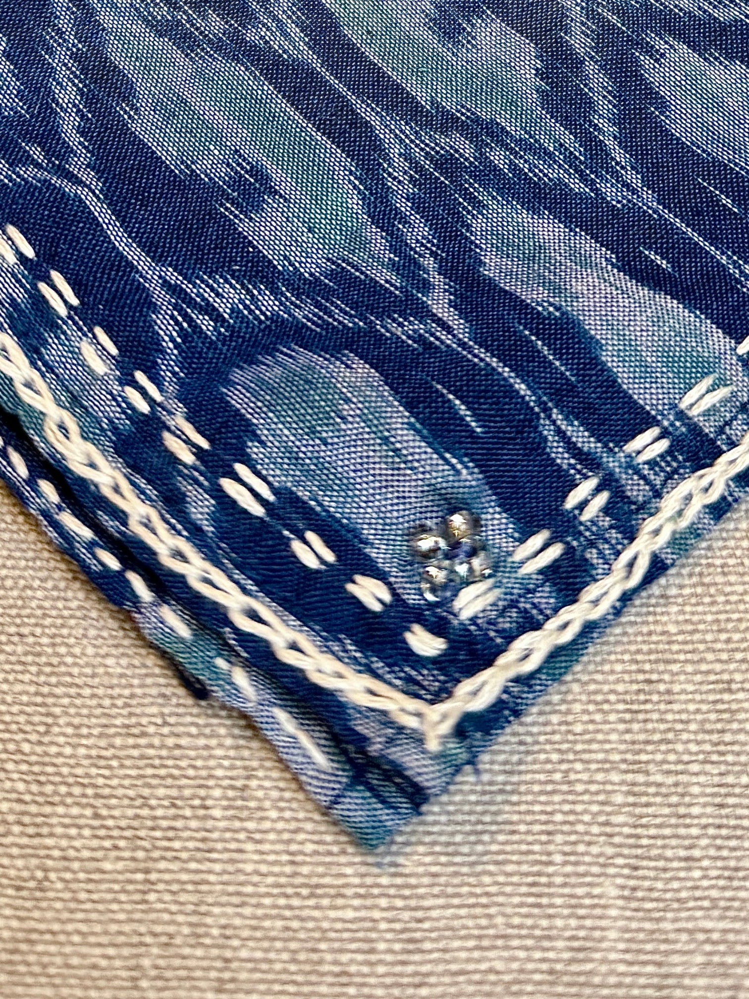 Ikat bandana with beaded details