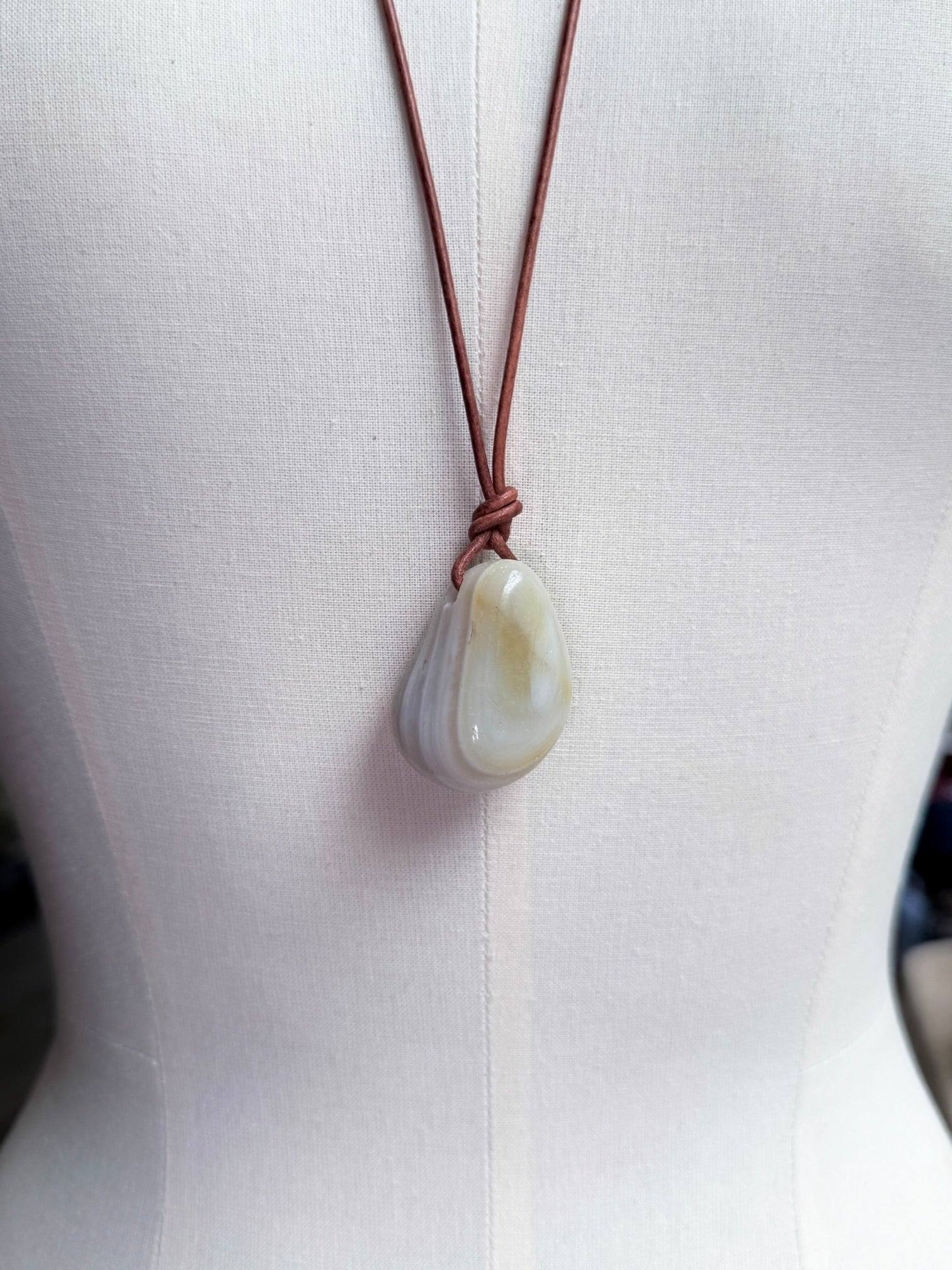 White Agate Necklace detail
