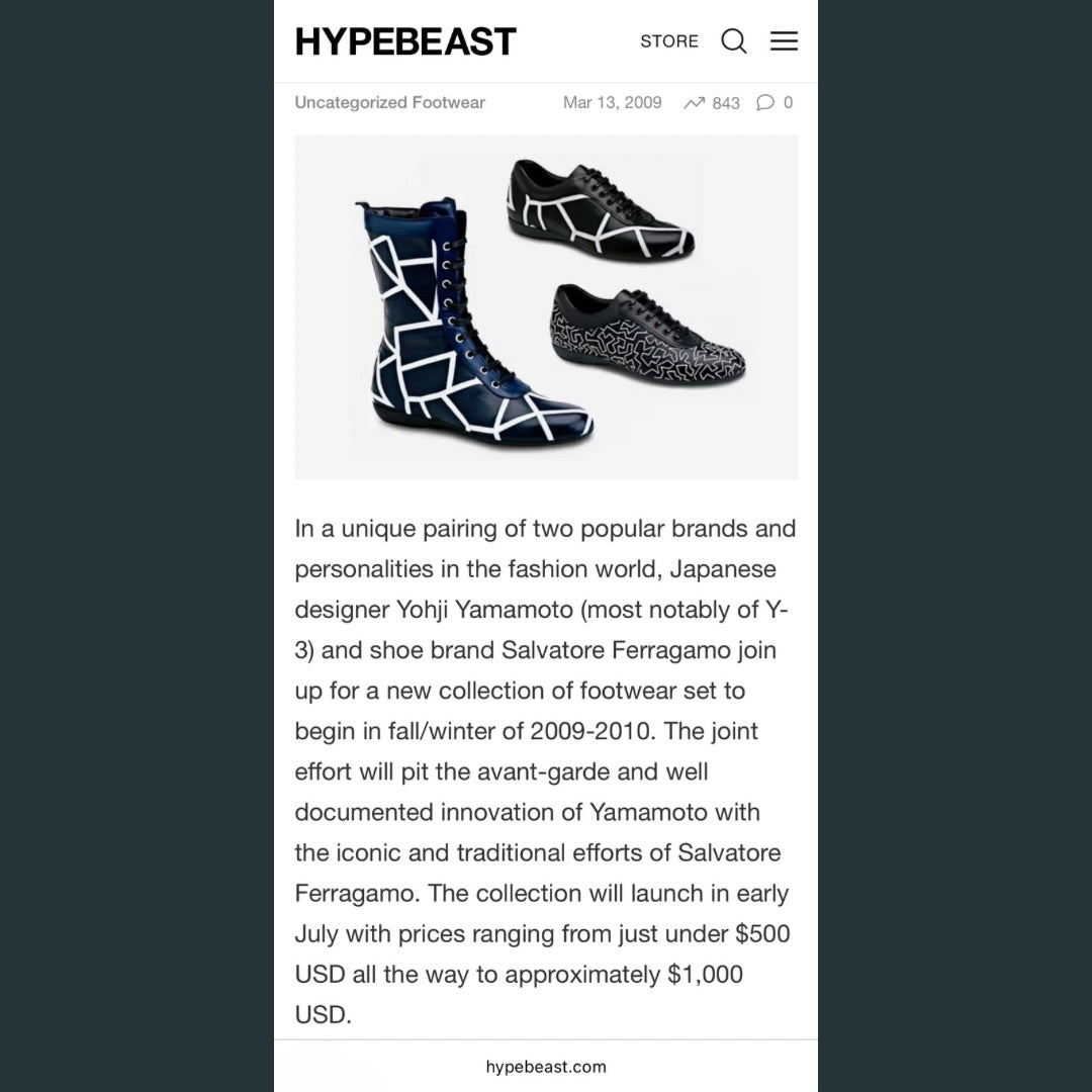 Yohji x Ferragamo lace up boots read Hypebeast