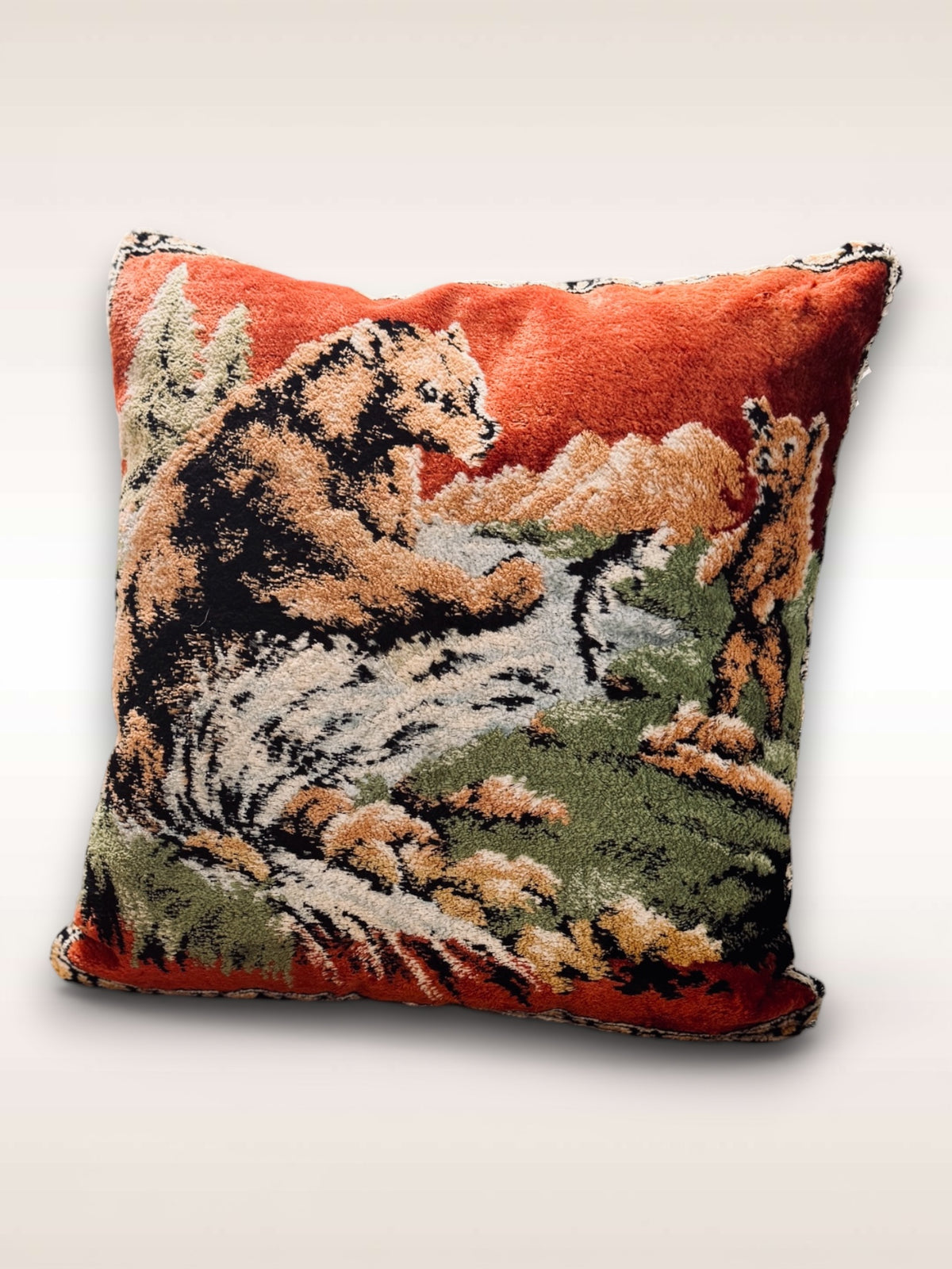 Chenille National Parks Cushion • Bear &amp; Cub