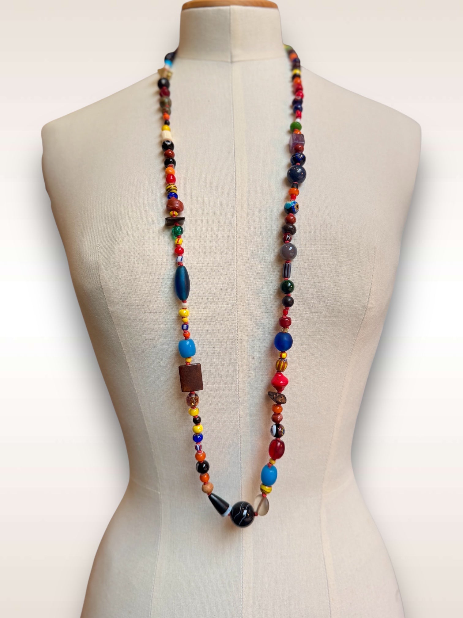 Antique mixed glass beaded necklace
