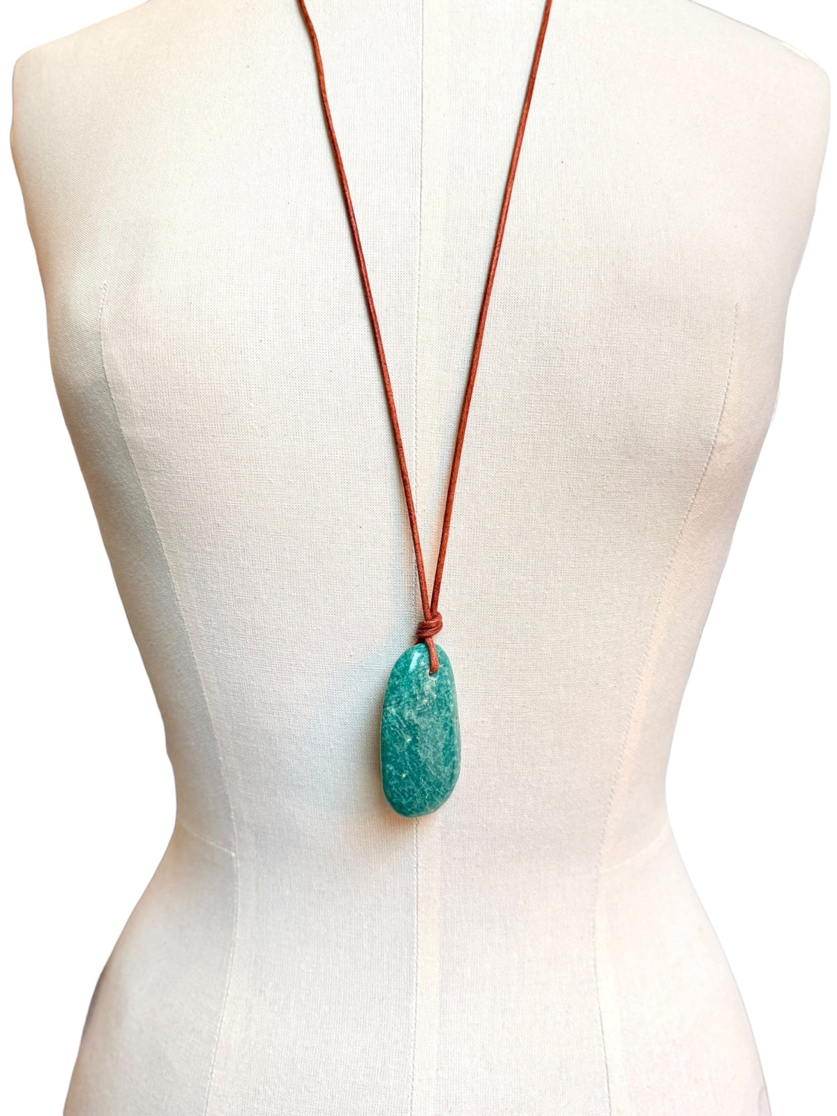 Aventurine w/ leather cord necklace