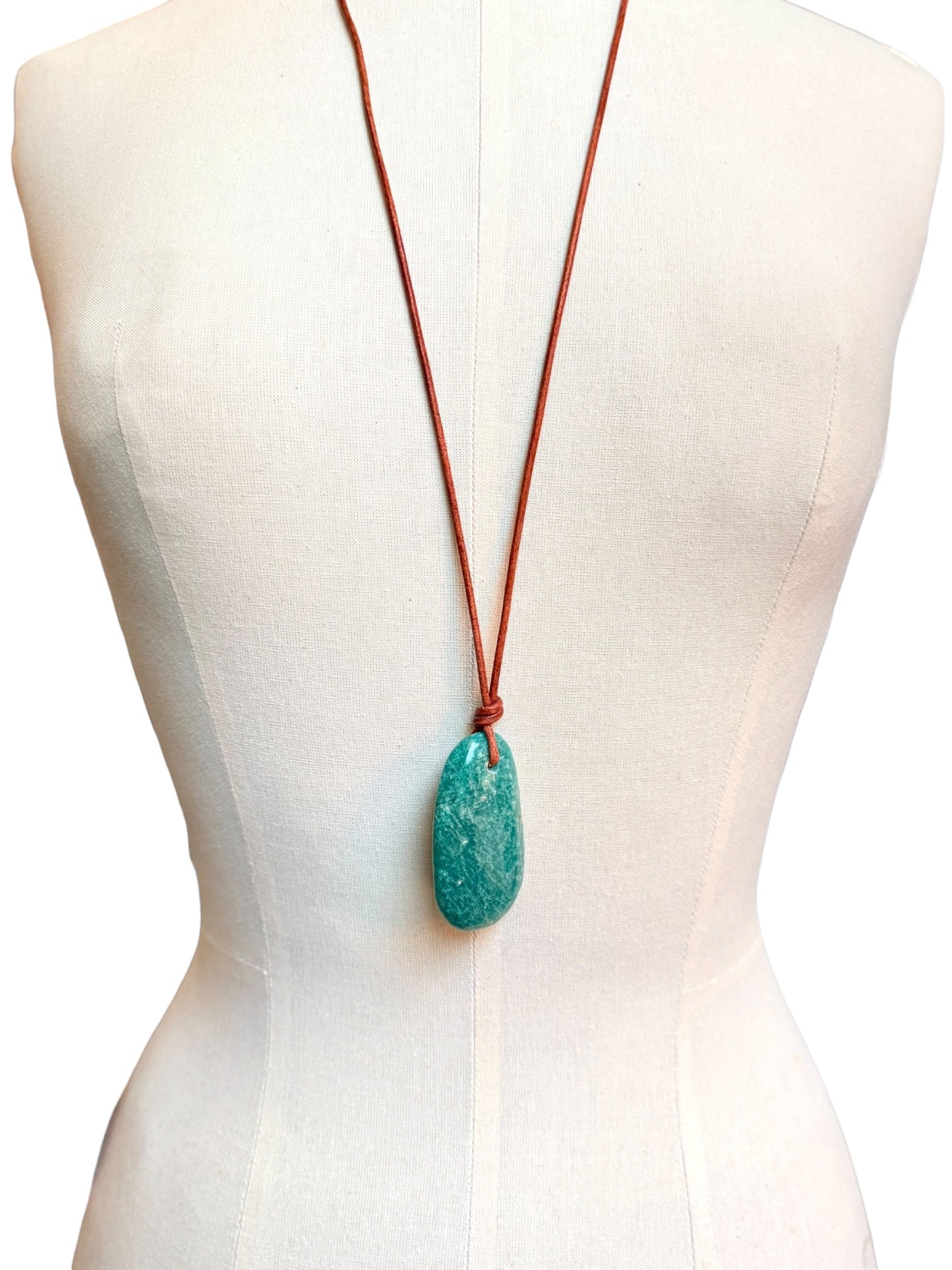 Aventurine w/ leather cord necklace