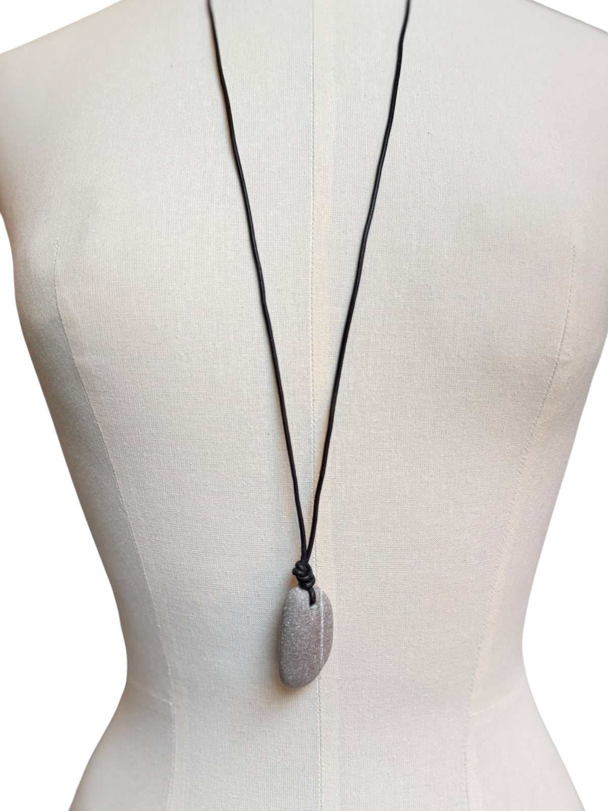Beach Pebble with leather cord