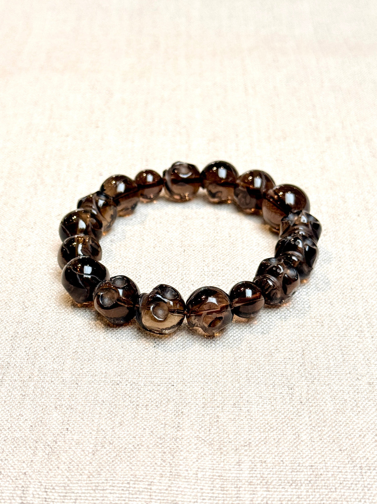 Buddhist-bracelet-Smokey-quartz-skull