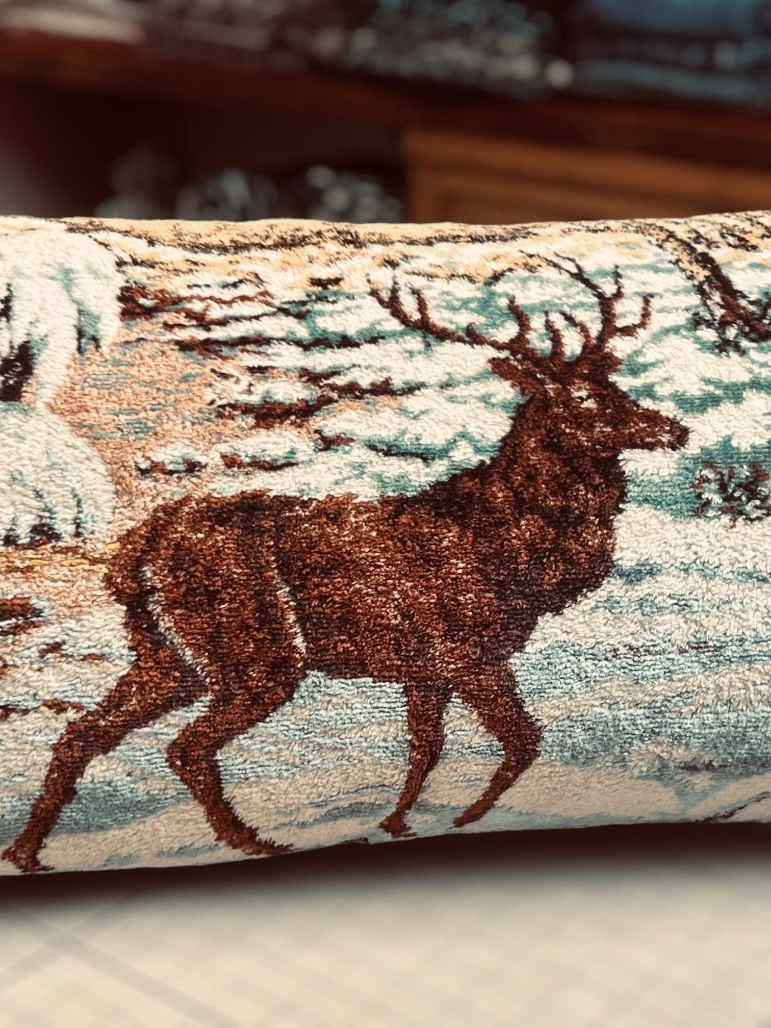 Chenille National parks cushion elk detail