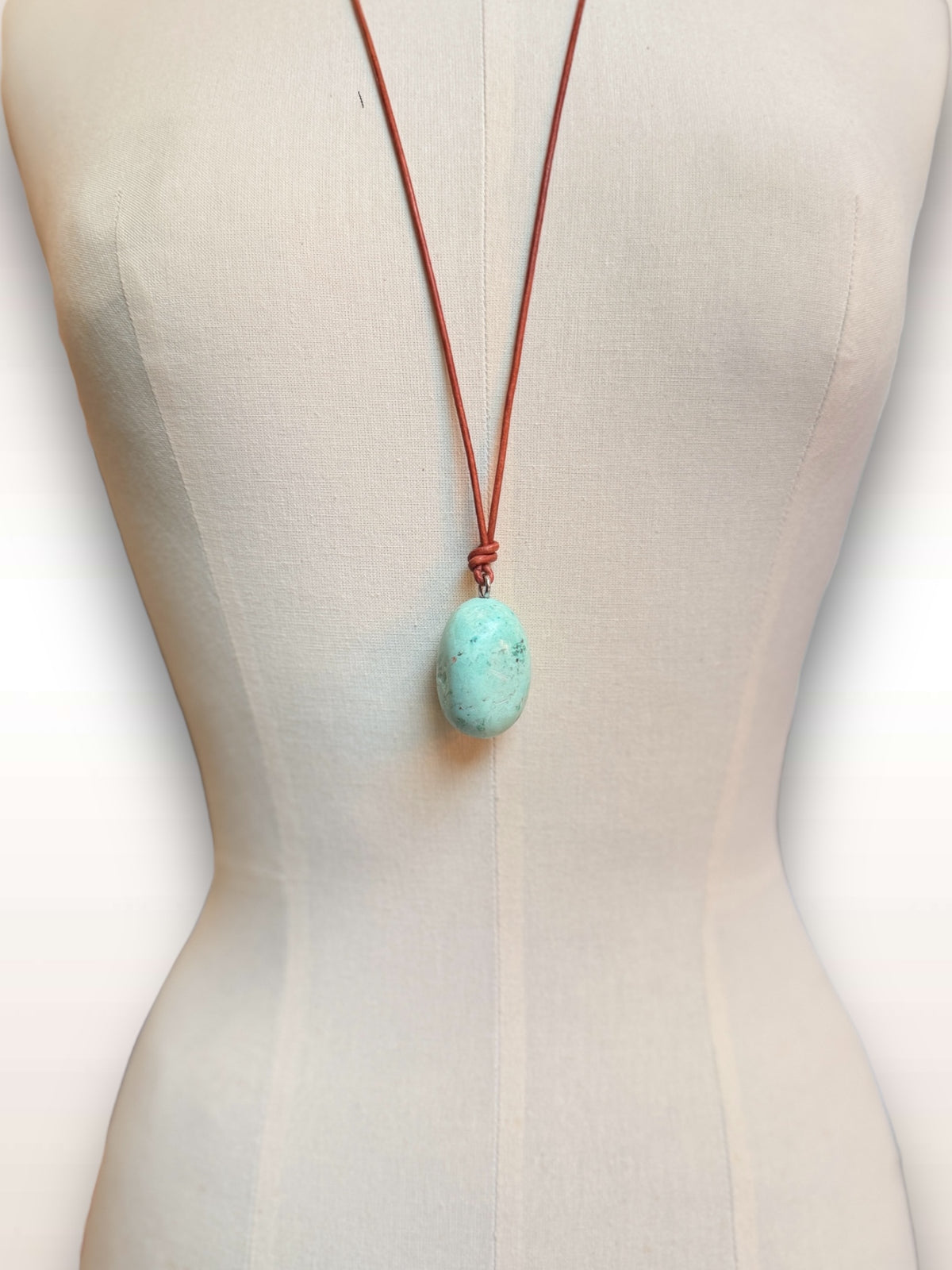 Chrysocolla with leather cord