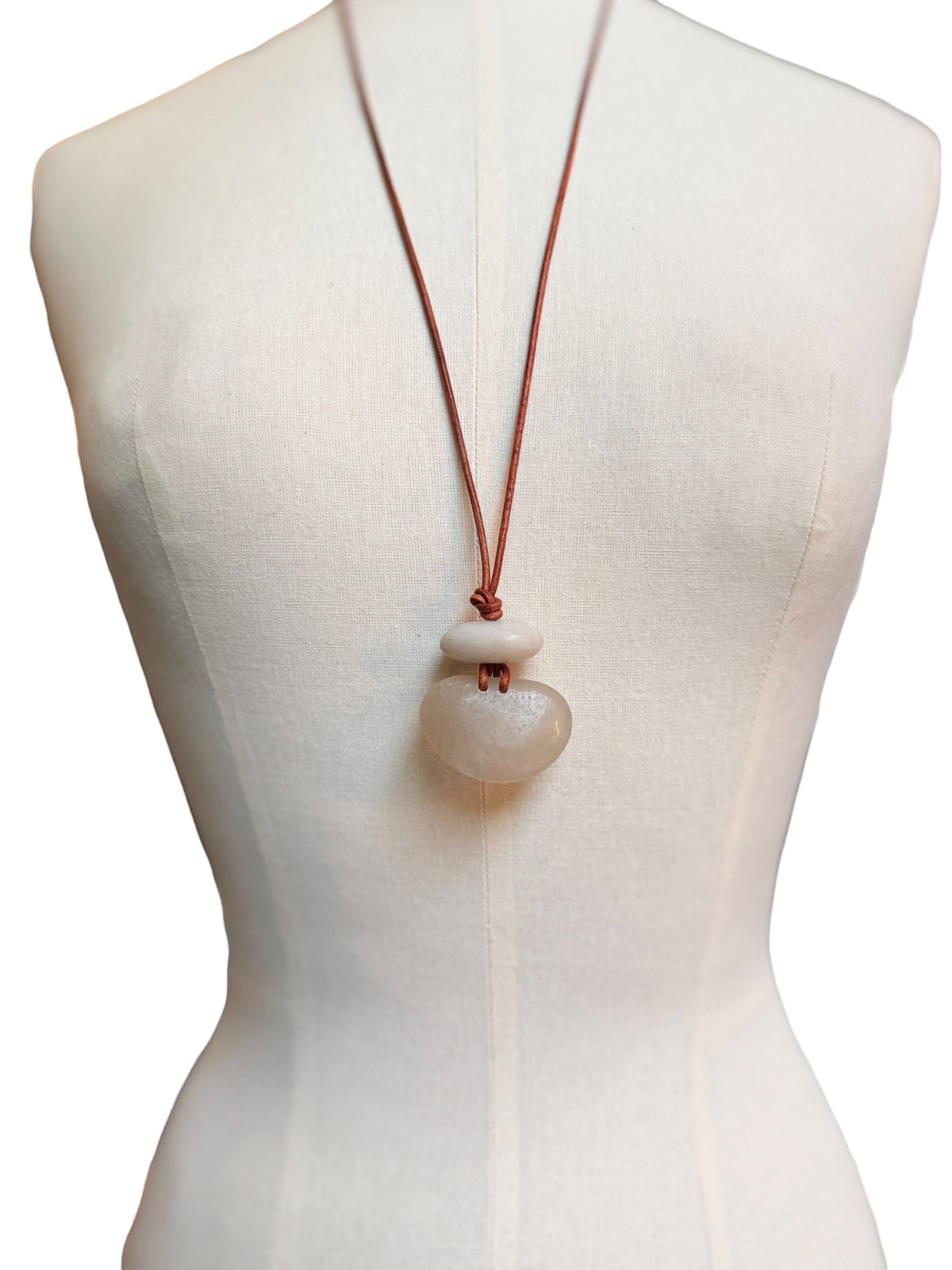Double Beach Stones with Leather cord