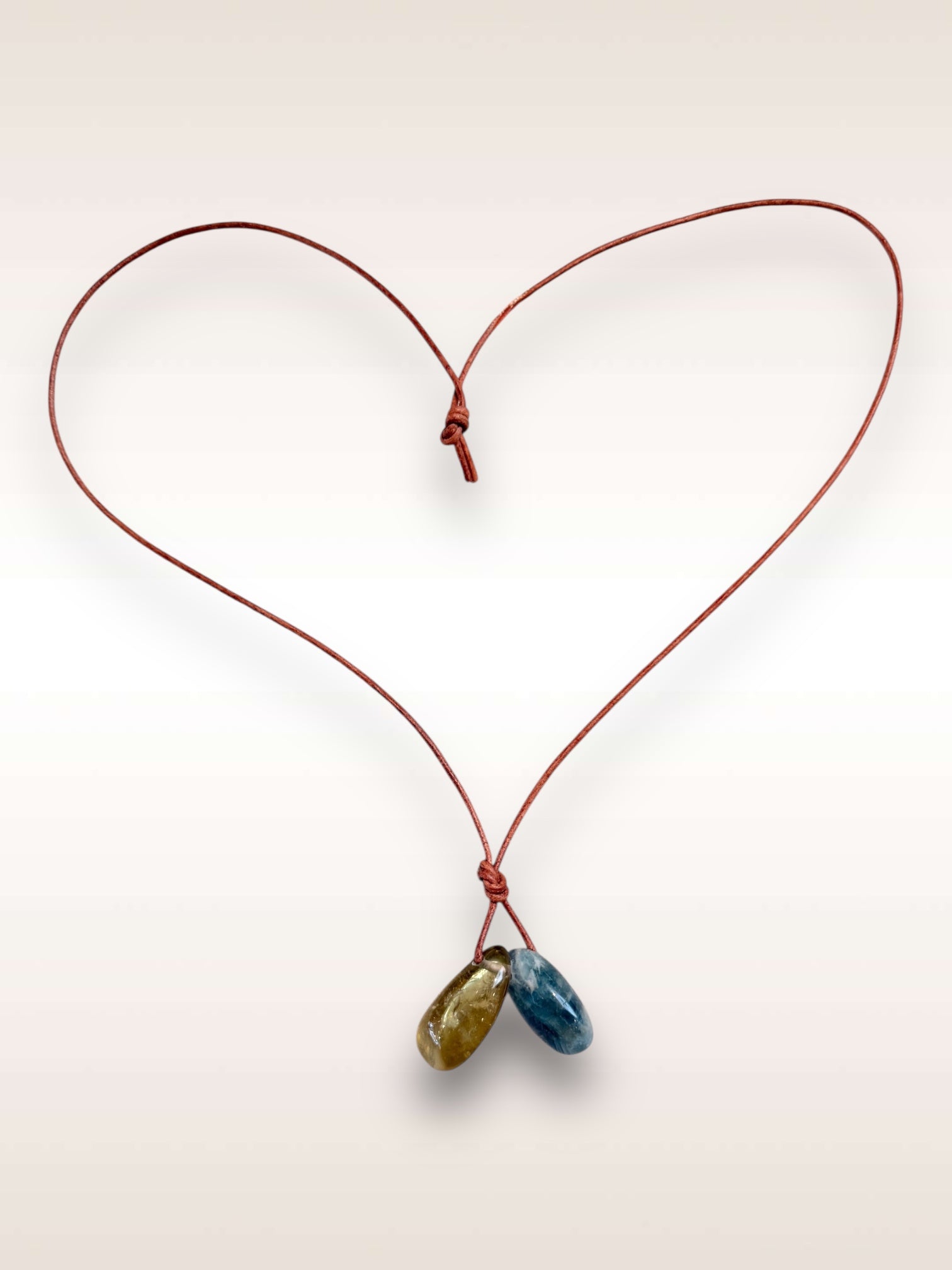 Double Stone w/ Leather Cord Necklace