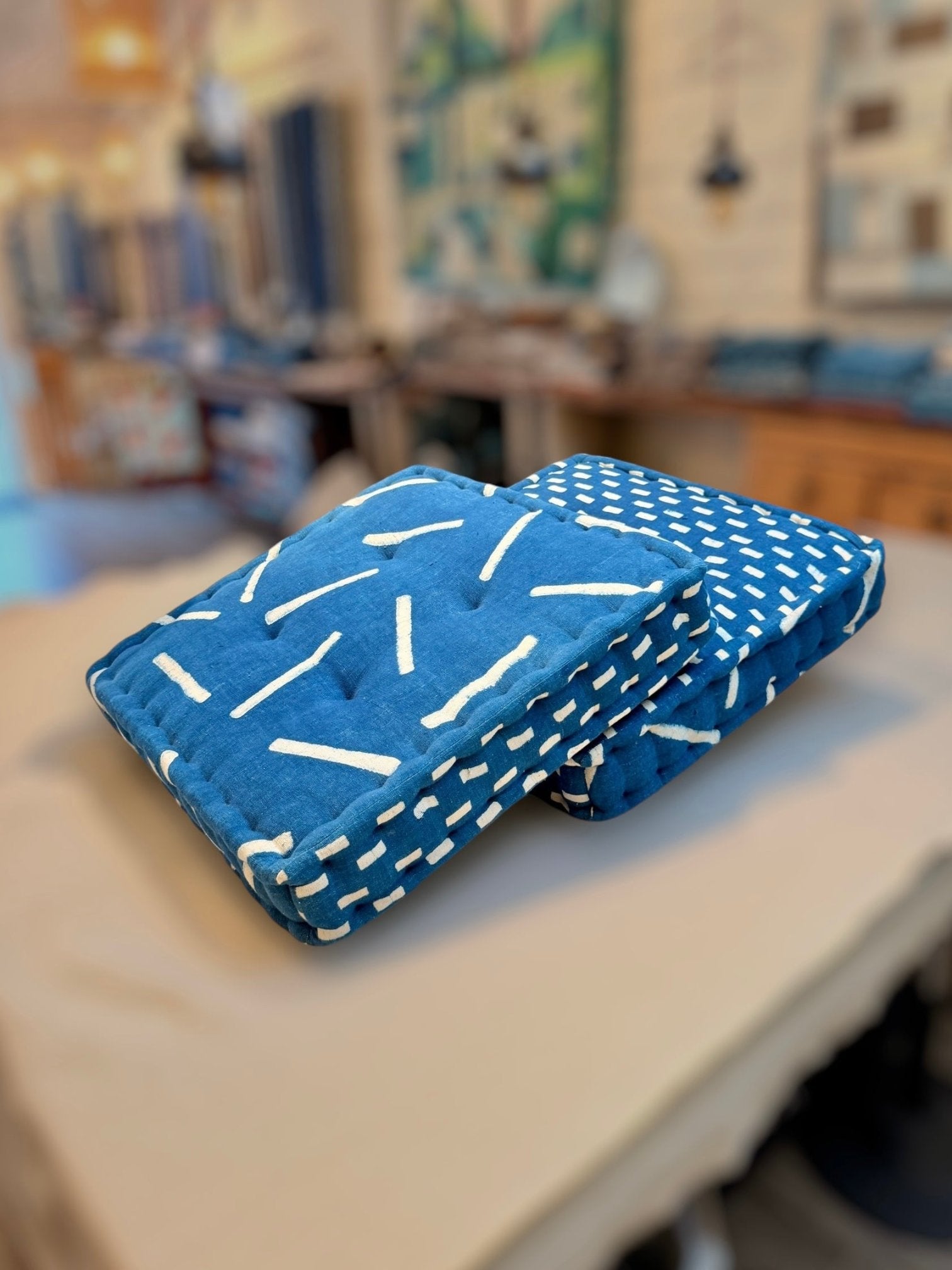 French Mattress floor cushions indigo