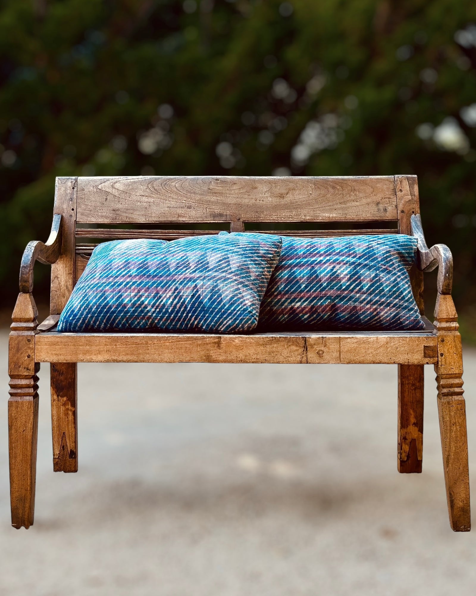 Lumbar Cushions Indigo Pink Stripes