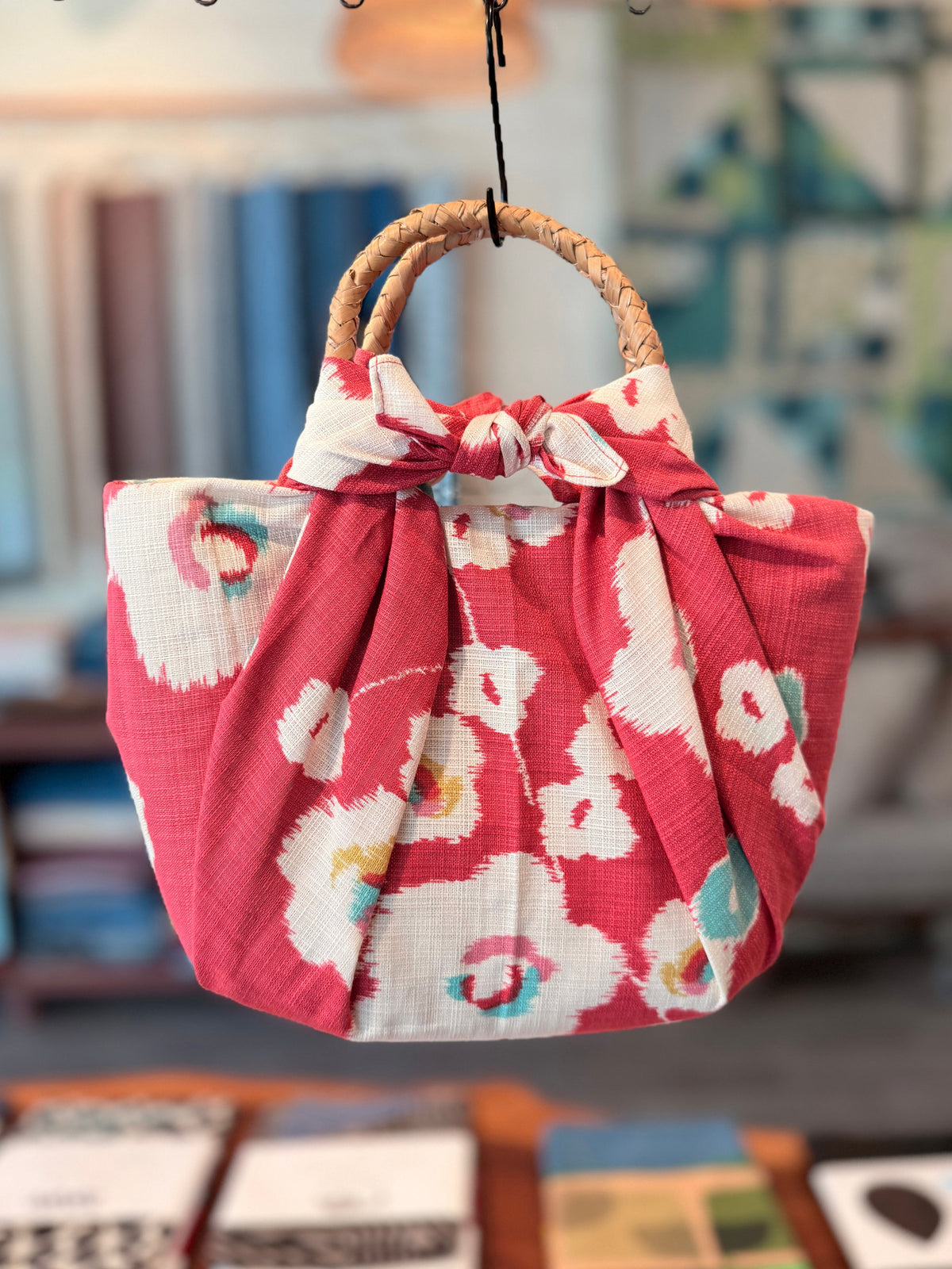 Furoshiki Seagrass Bag Red flowers