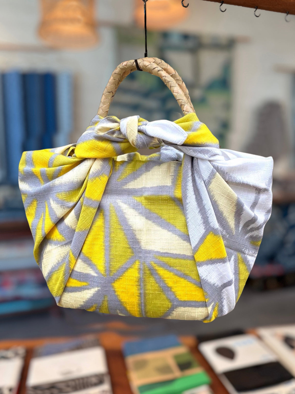 Furoshiki Seagrass bag Yellow Gray