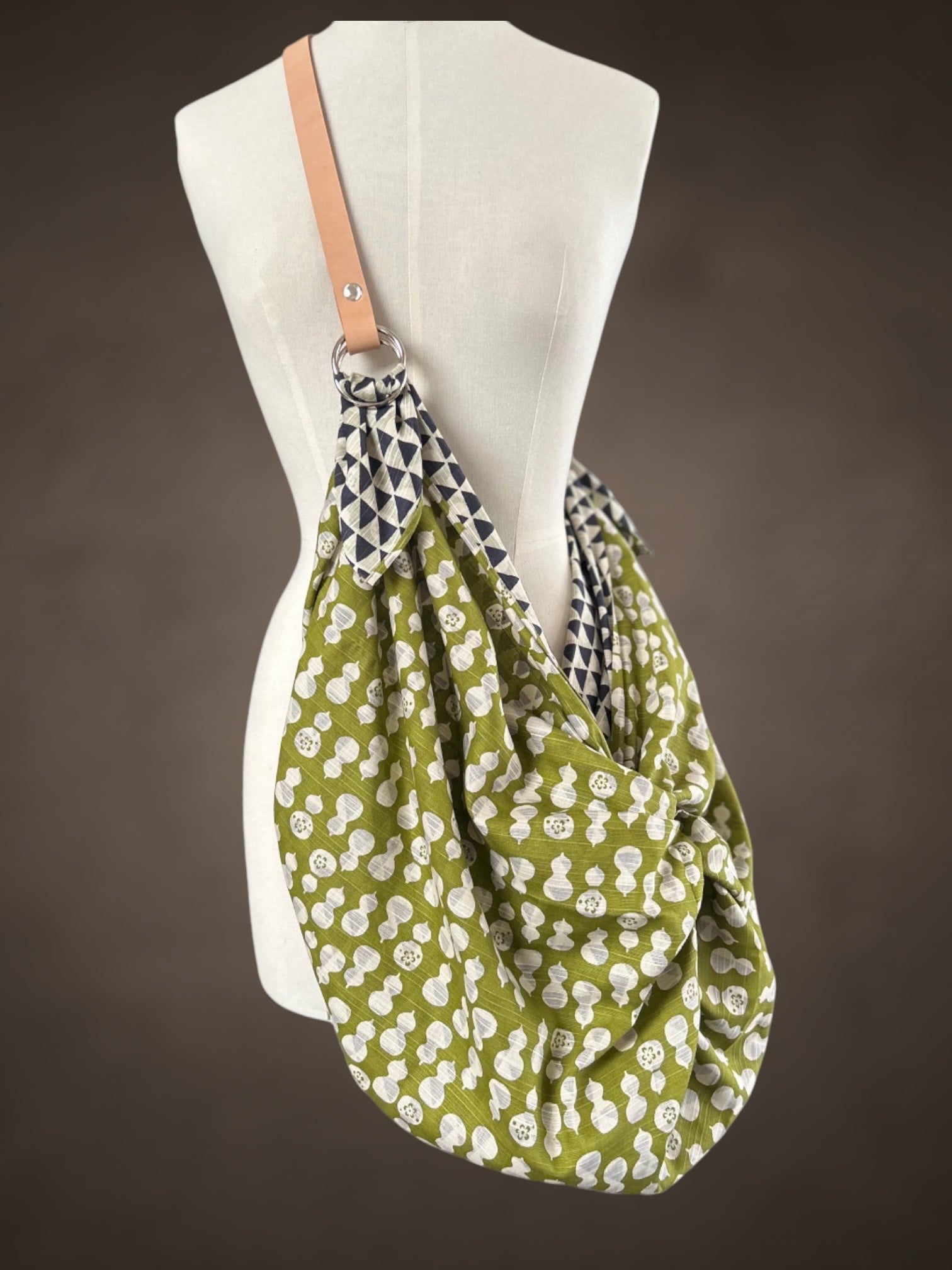 Furoshiki Crossbody bag large green gourd