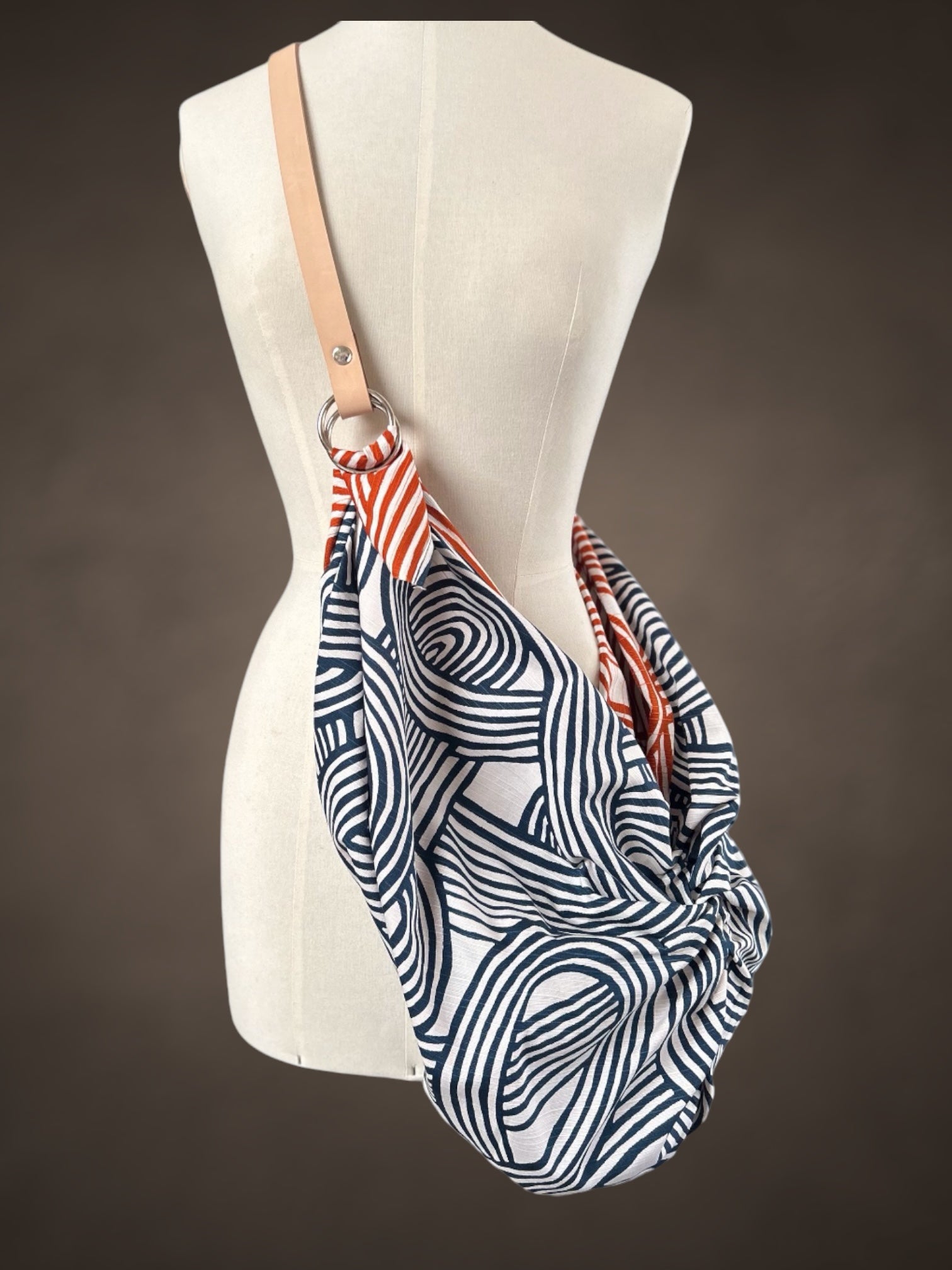 Furoshiki Crossbody bag large navy knot