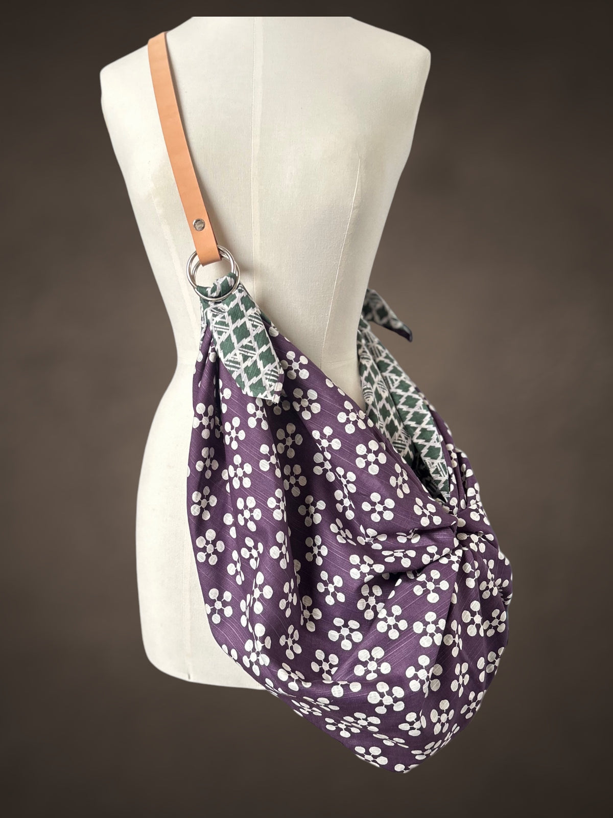 Furoshiki Crossbody bag, large purple apricot