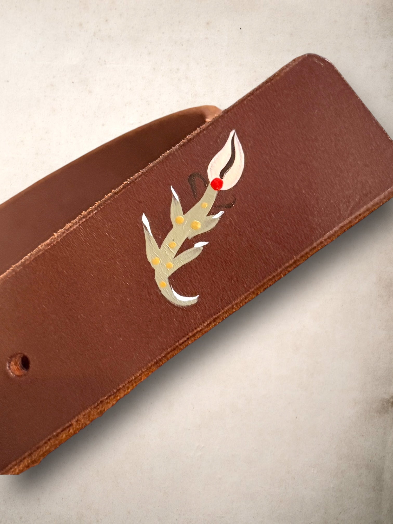 Hand Painted belt Pink Bud