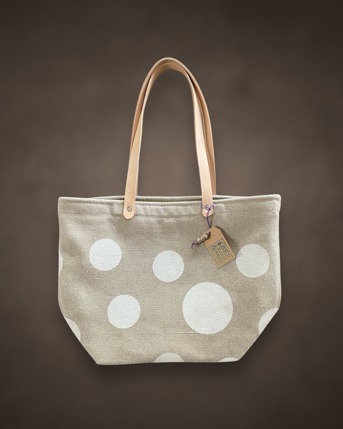 Hemp Market Bag White Polka Dots S