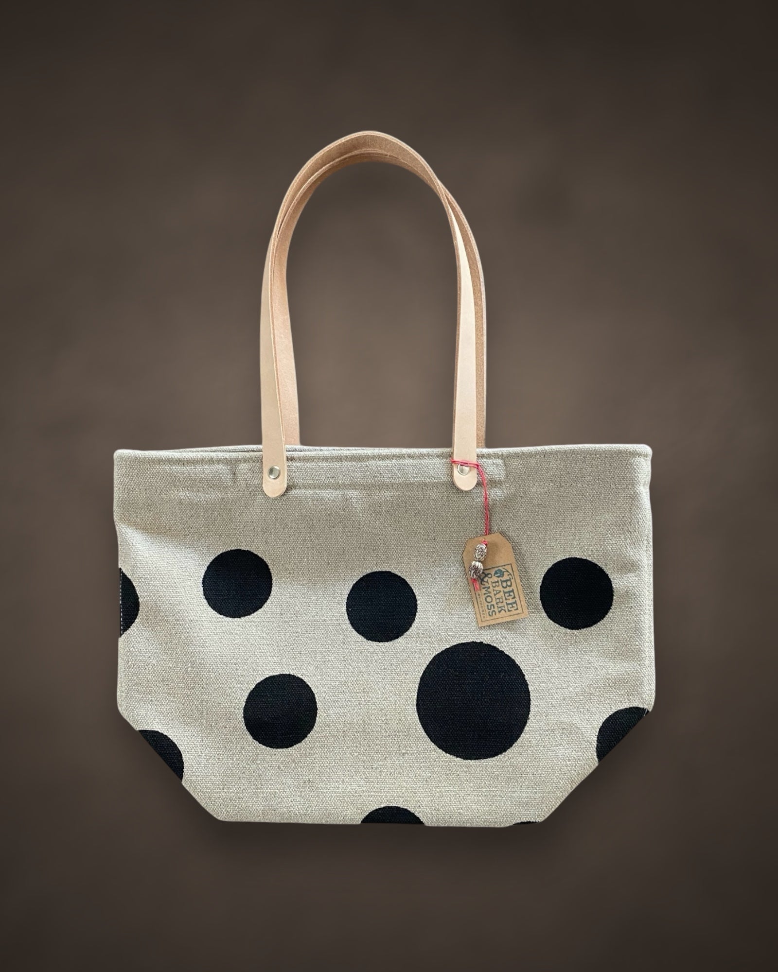 Hemp market bag black pola dots s