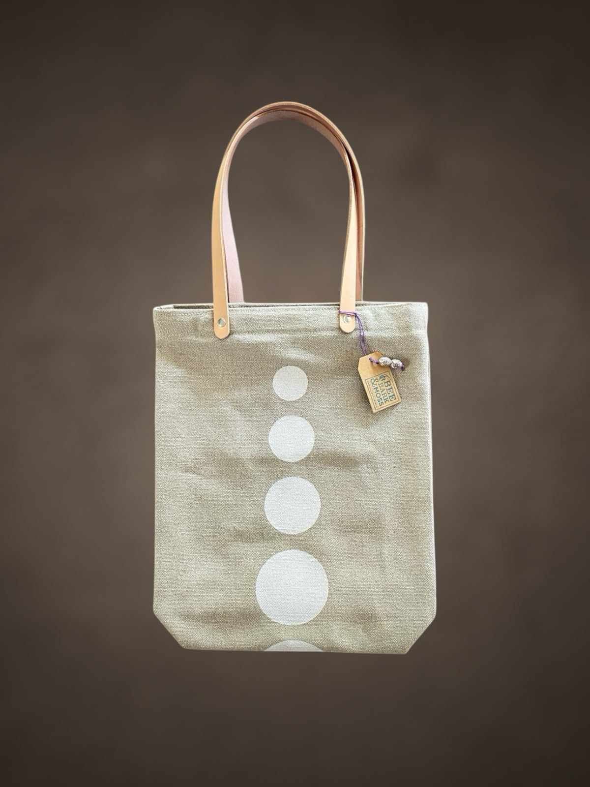 Hemp tall tote white dots