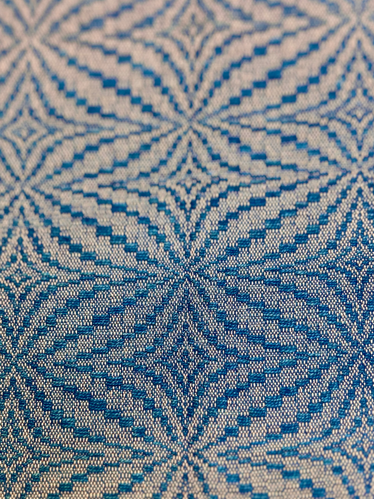 A very rare pink and indigo Jacquard Weave