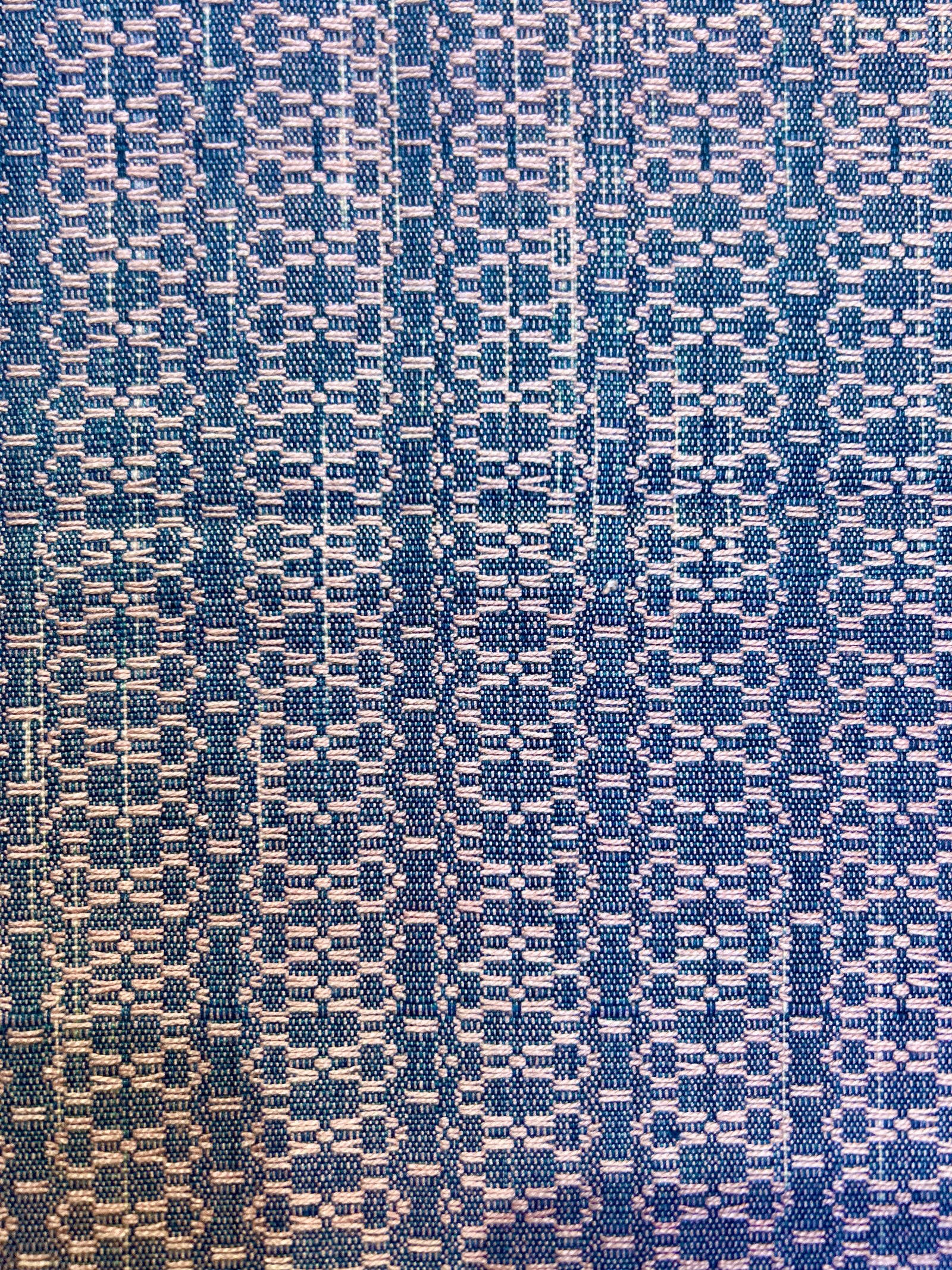 Jacqard Cotton scarf Indigo/pink detail