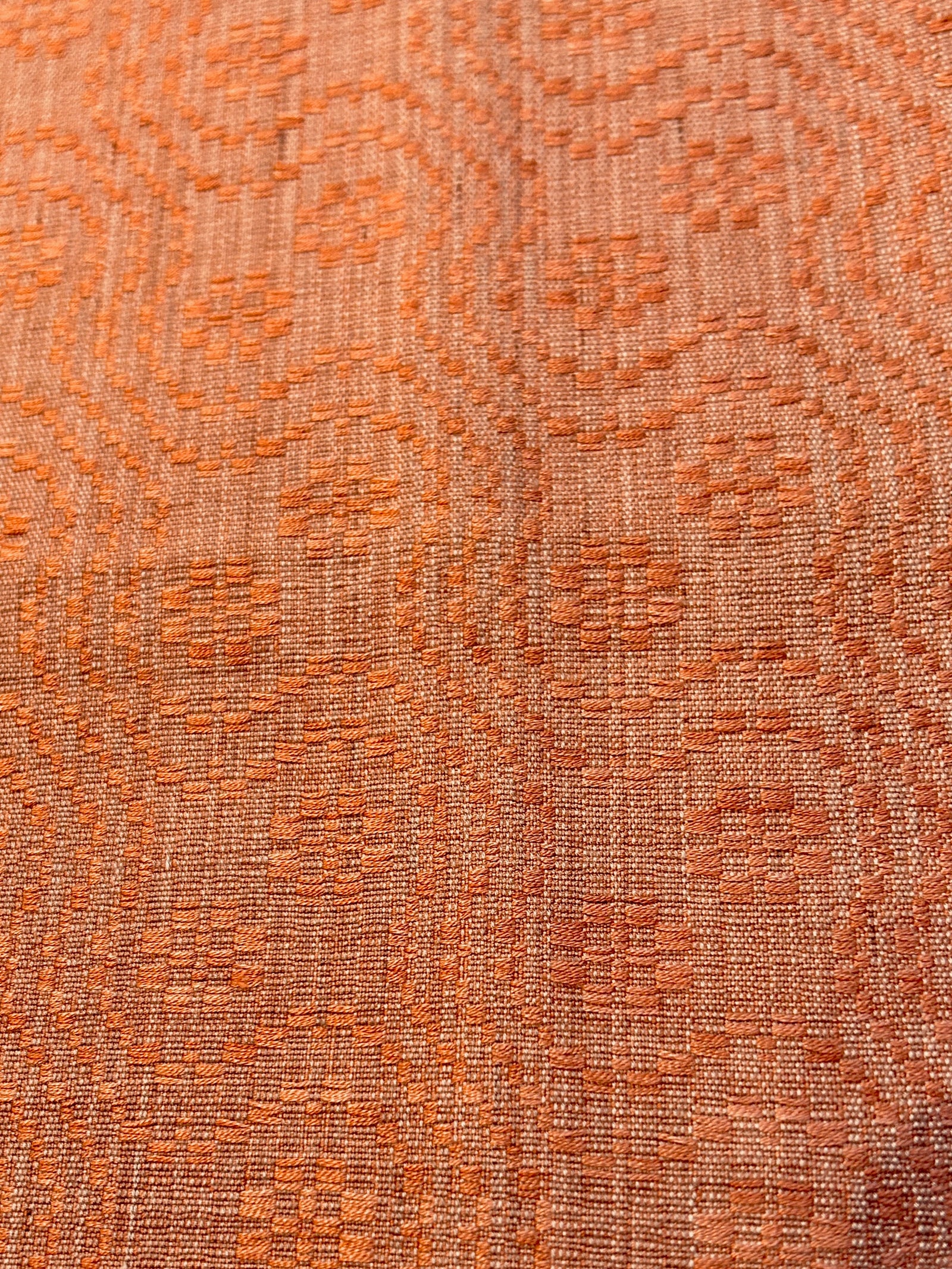 Jacqard cotton scarf, copper floral detail