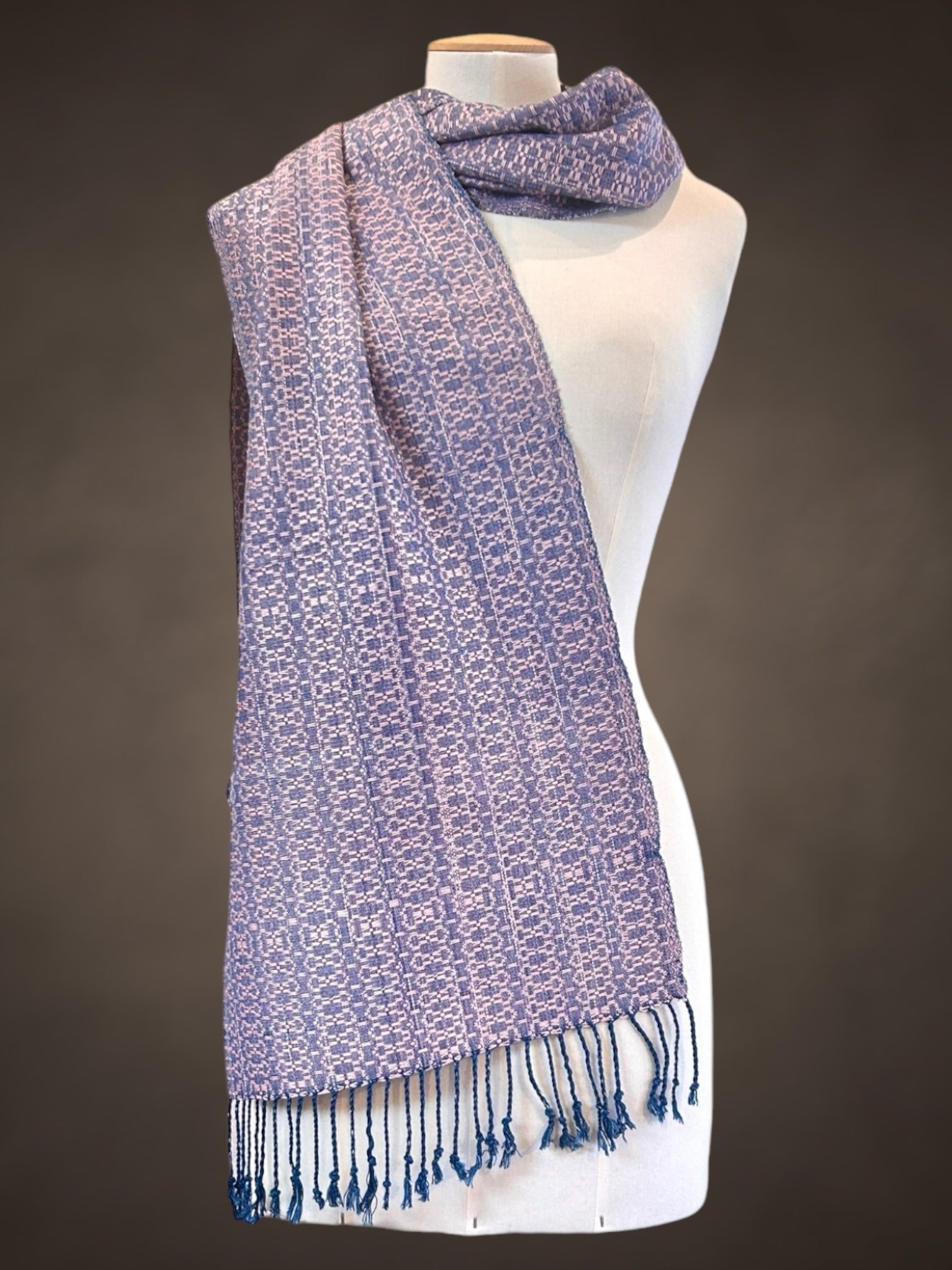 Jacquard Cotton scarf Indigo/pink