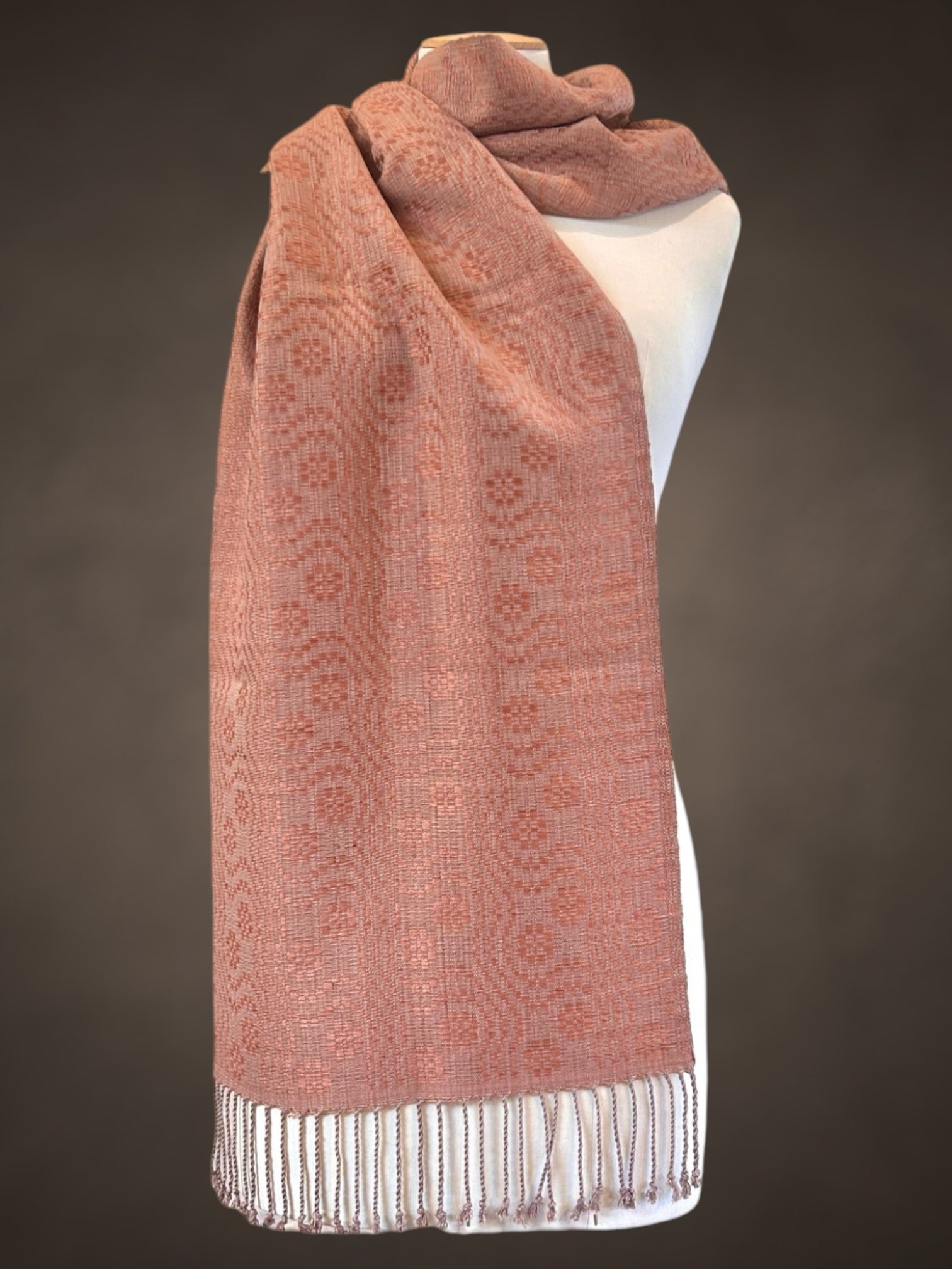 Jacquard cotton scarf copper floral 