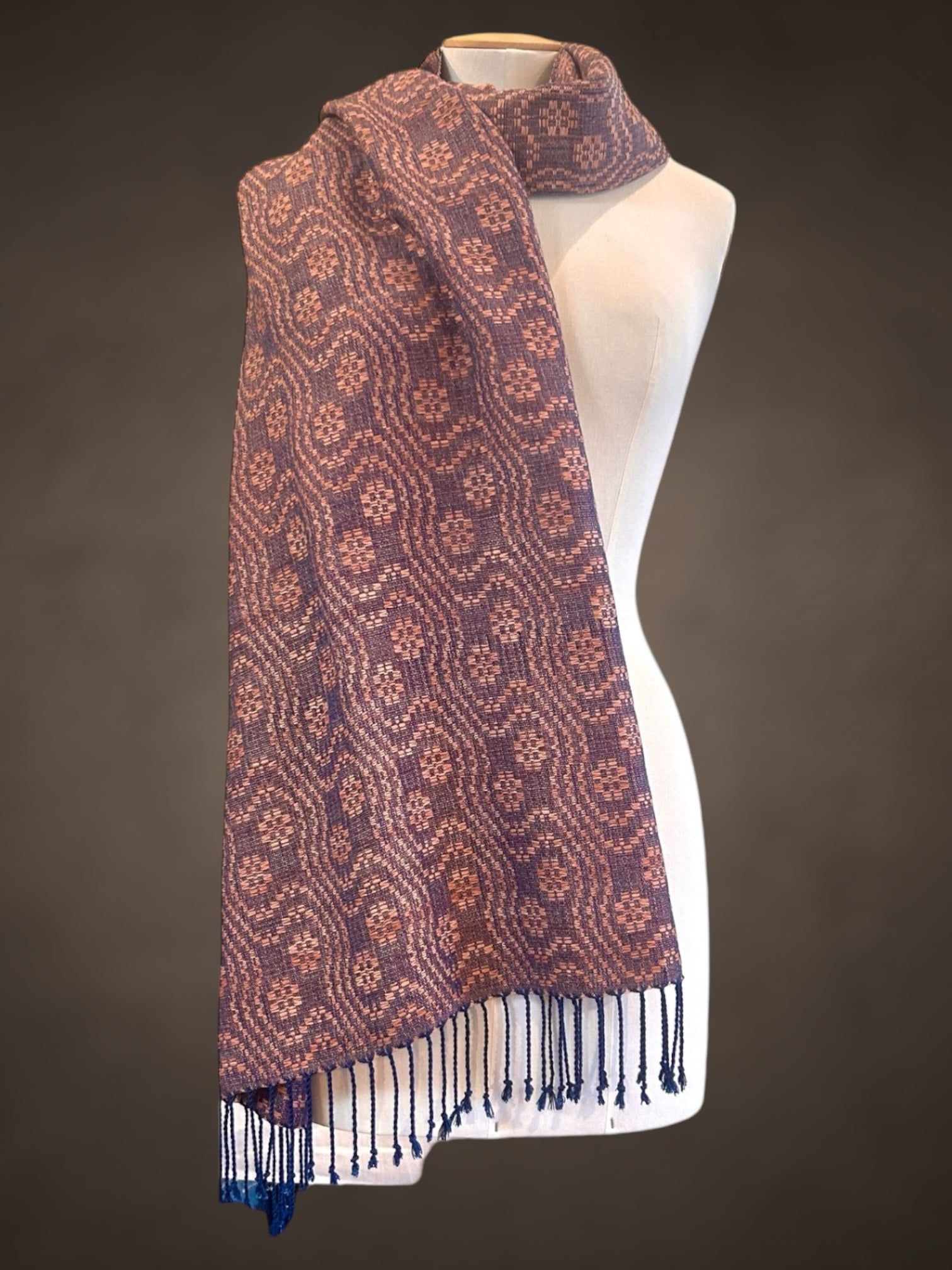Jacquard cotton shawl Copper double flower weave