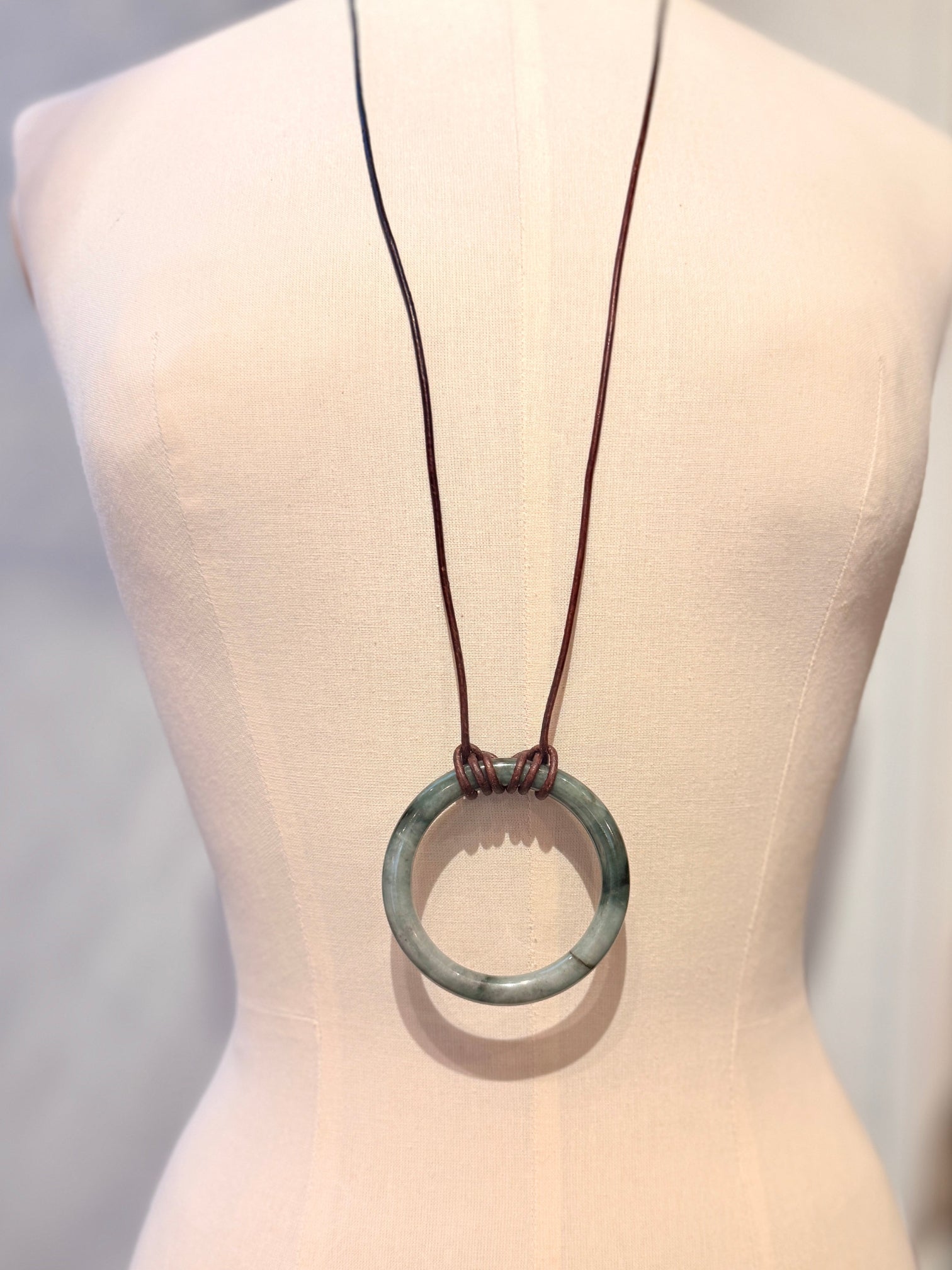 Jade Ring Necklace Moss Green