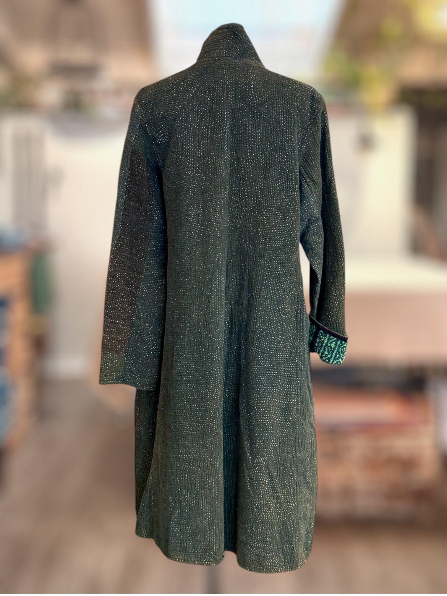 Kimono-Coat-Short-Green-Back