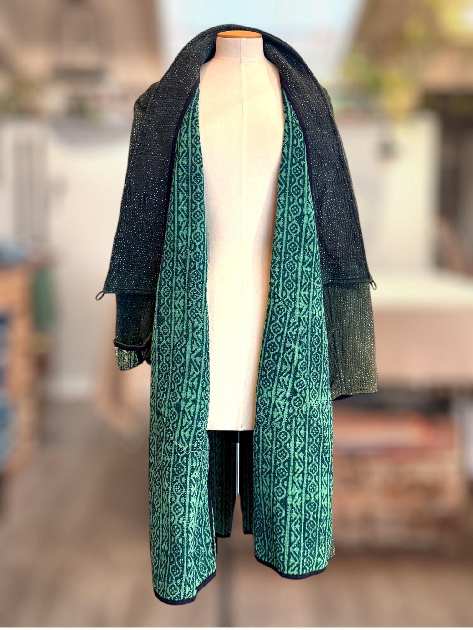 Kimono-Coat-Short-Green-Reverse