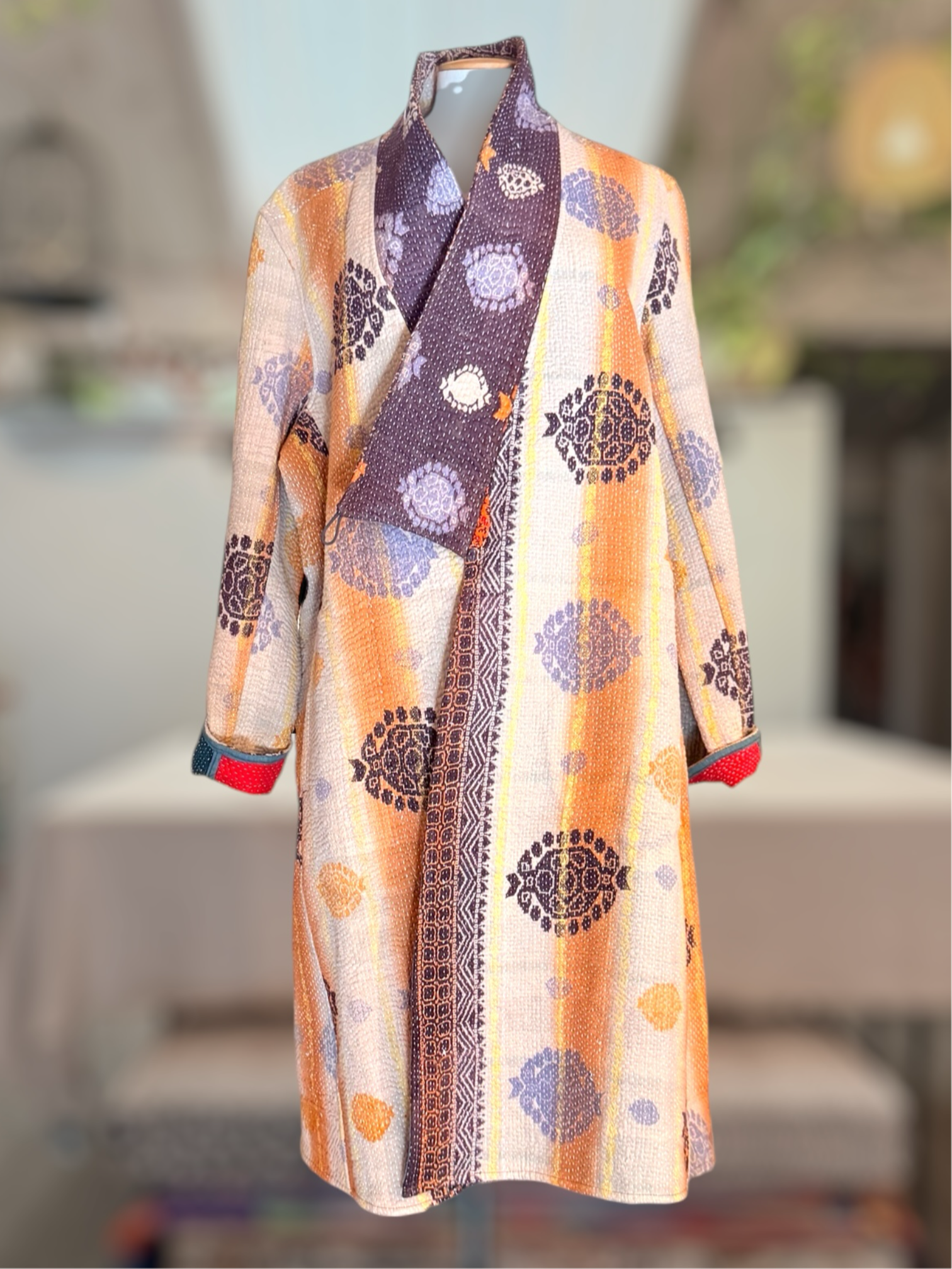 Kimono Coat Apricot Orange Purple