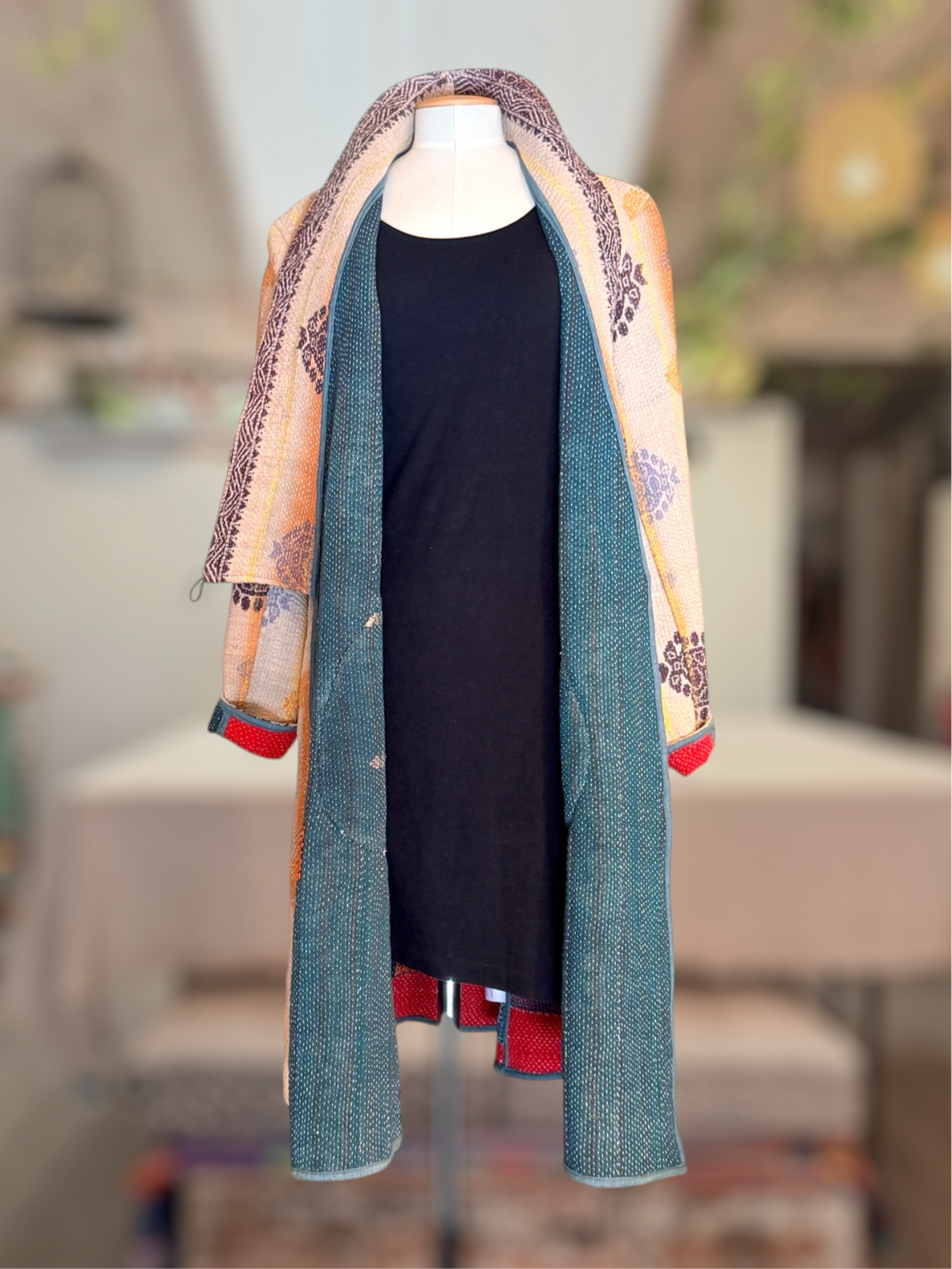 Kimono Coat Cream Orange Purple