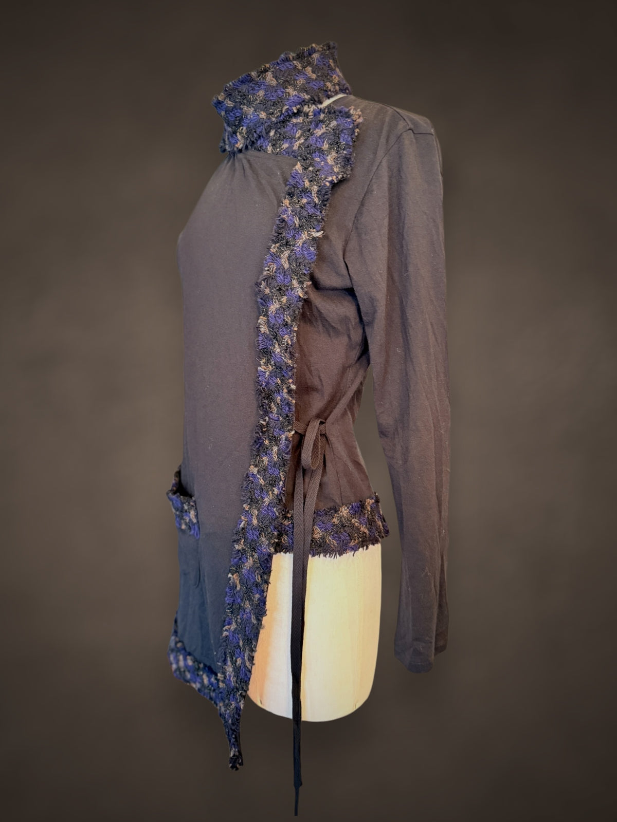 Limi Feu Top Cotton Jersey with Linton Tweed Trim detail