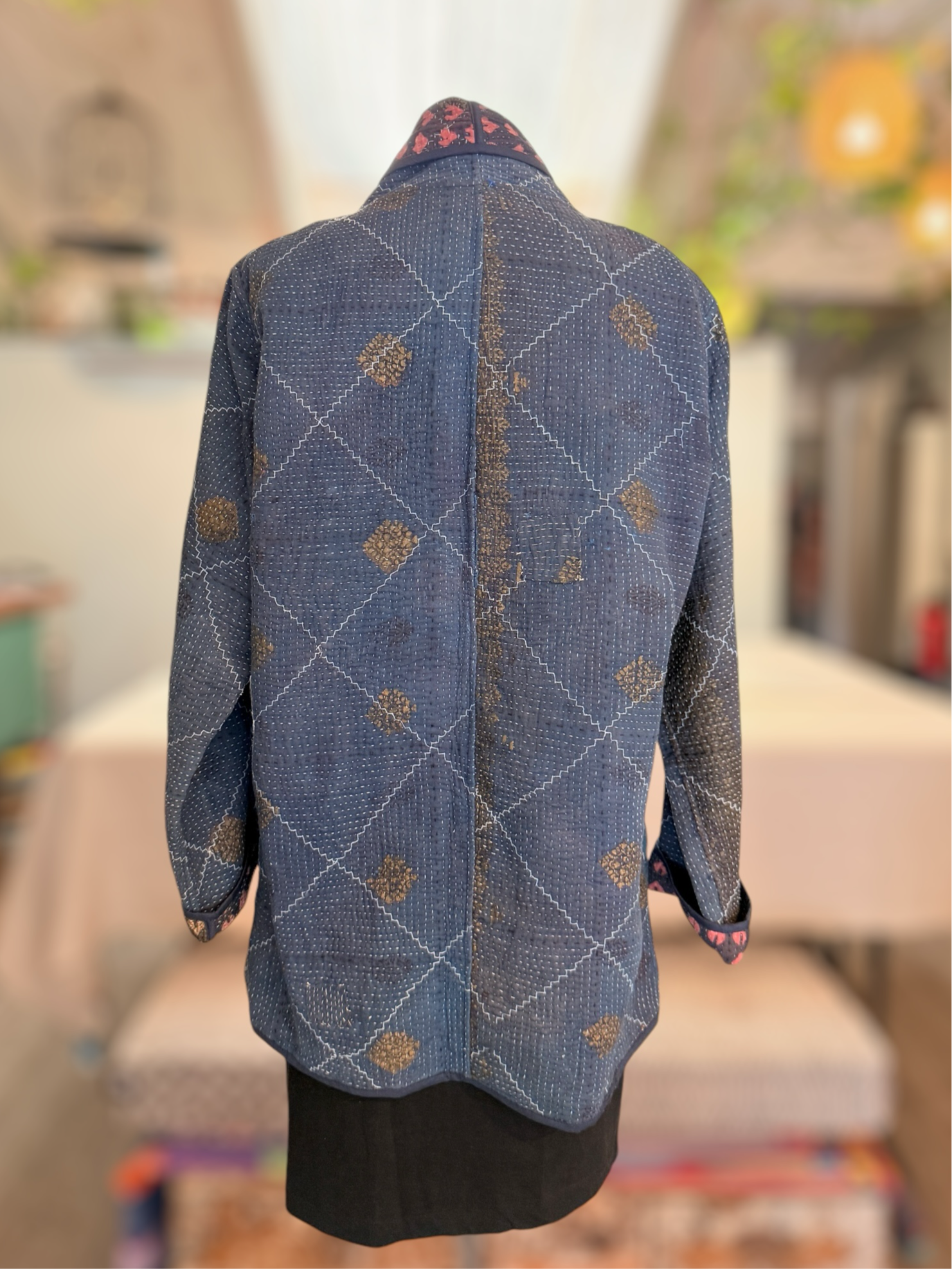 Nuovo Coat Navy Diamond Stiching