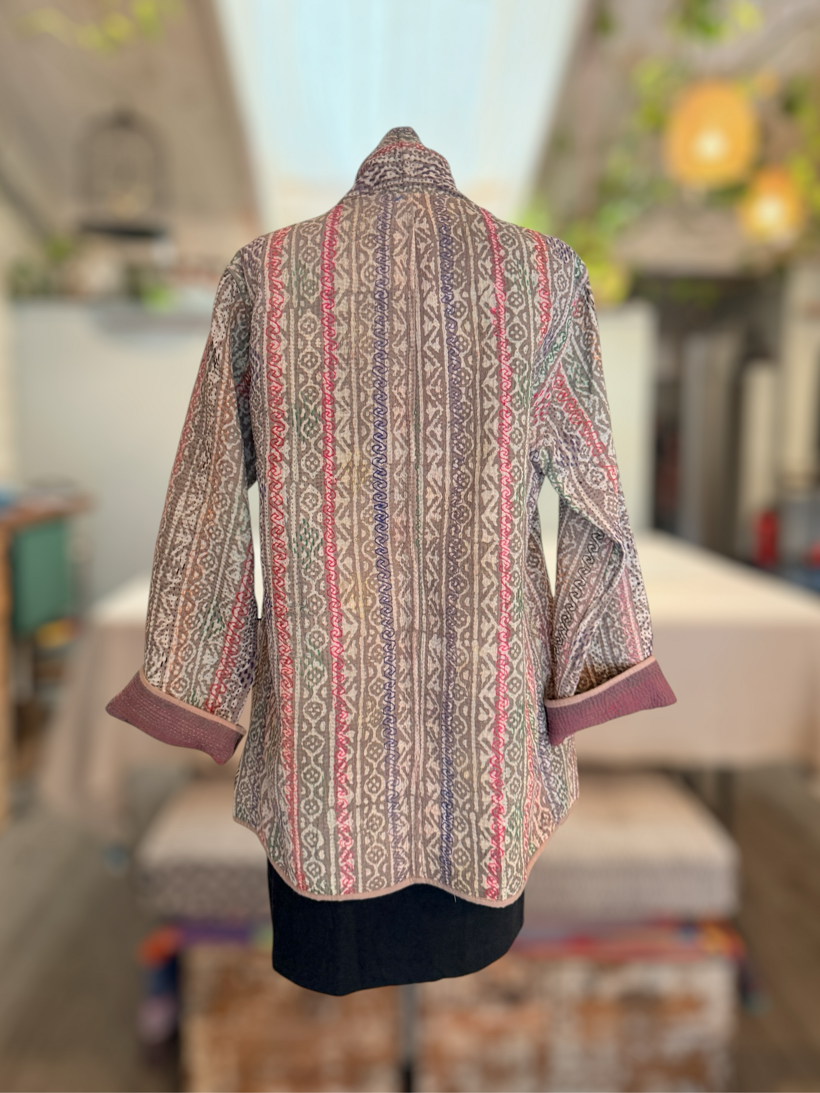 Nuovo Coat gray block print