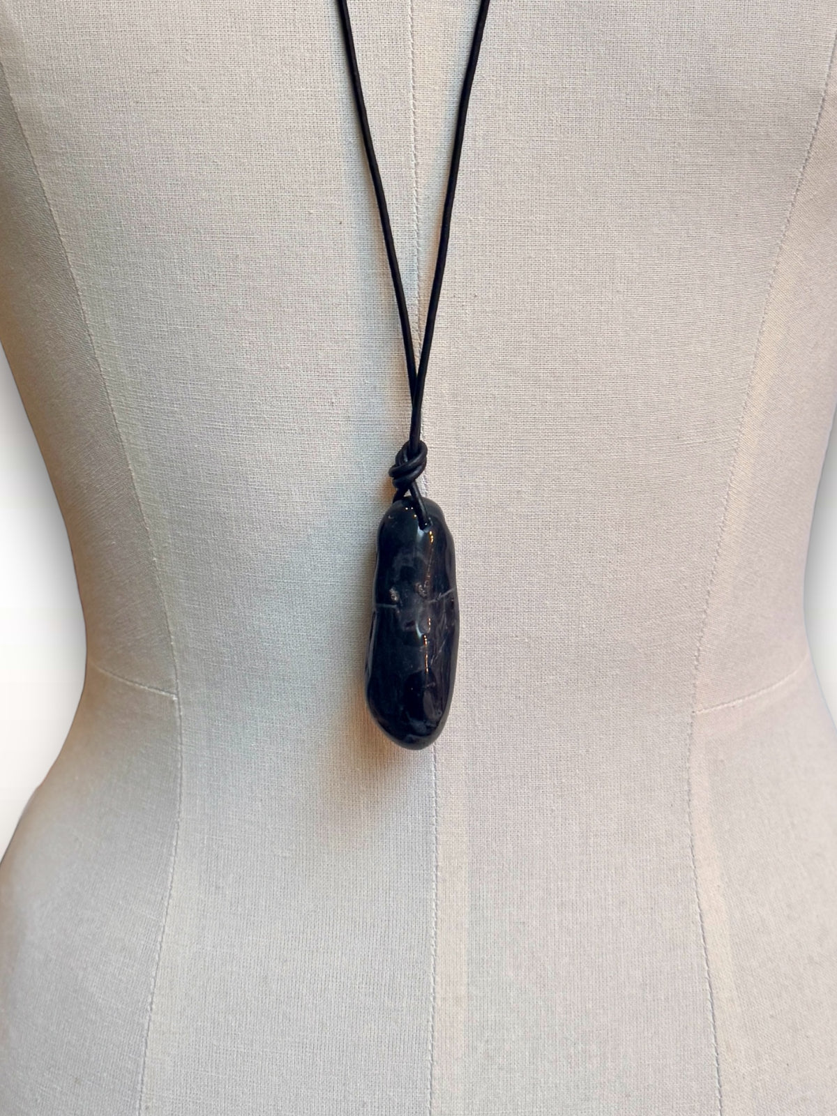 Onyx with Leather cord