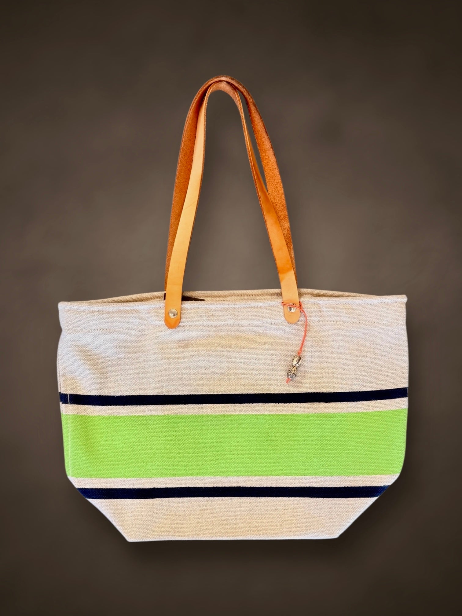 Hemp Market Bag • Green/Navy Stripes (S)