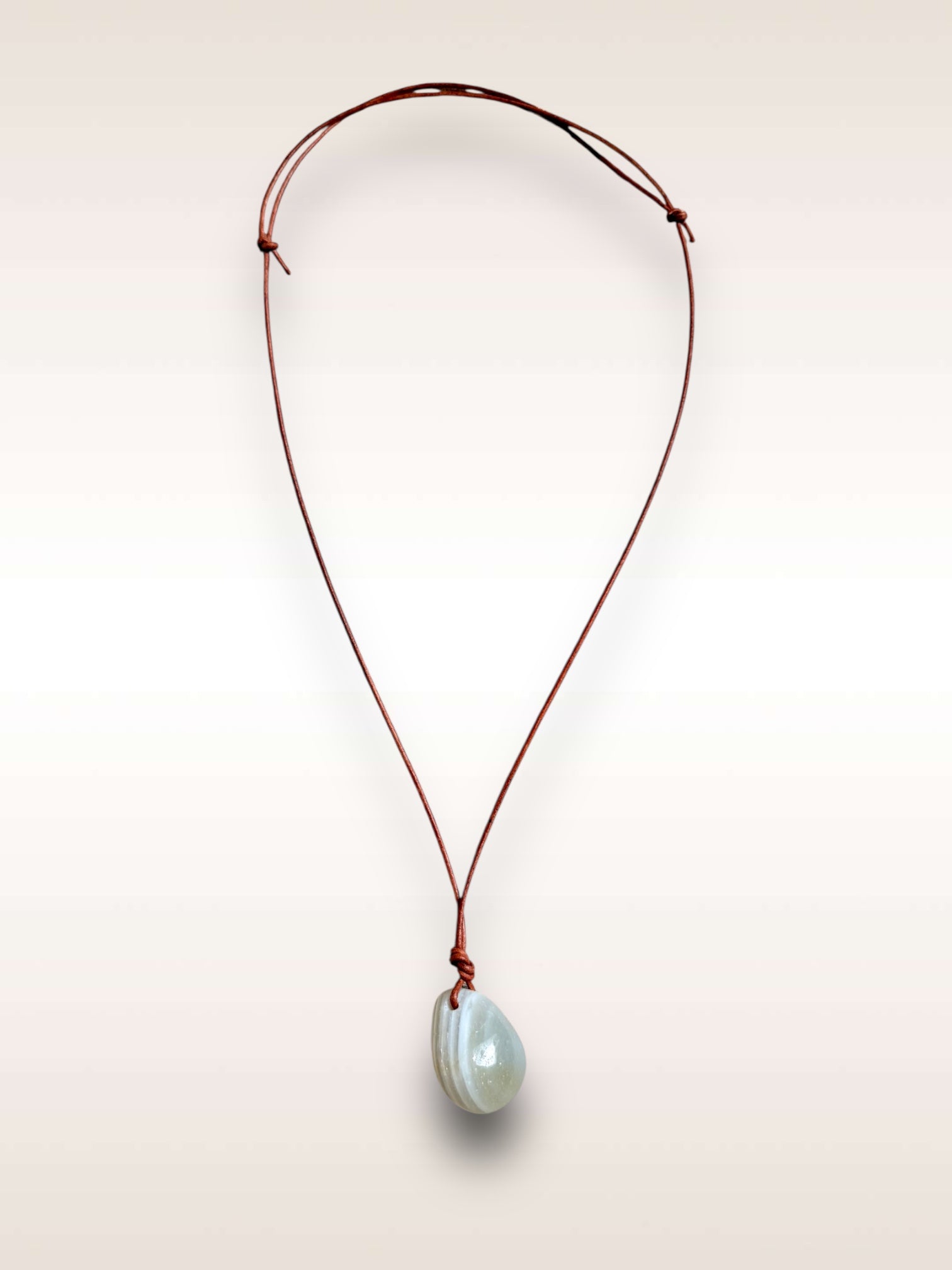 Necklace • White Agate w/ Leather Cord