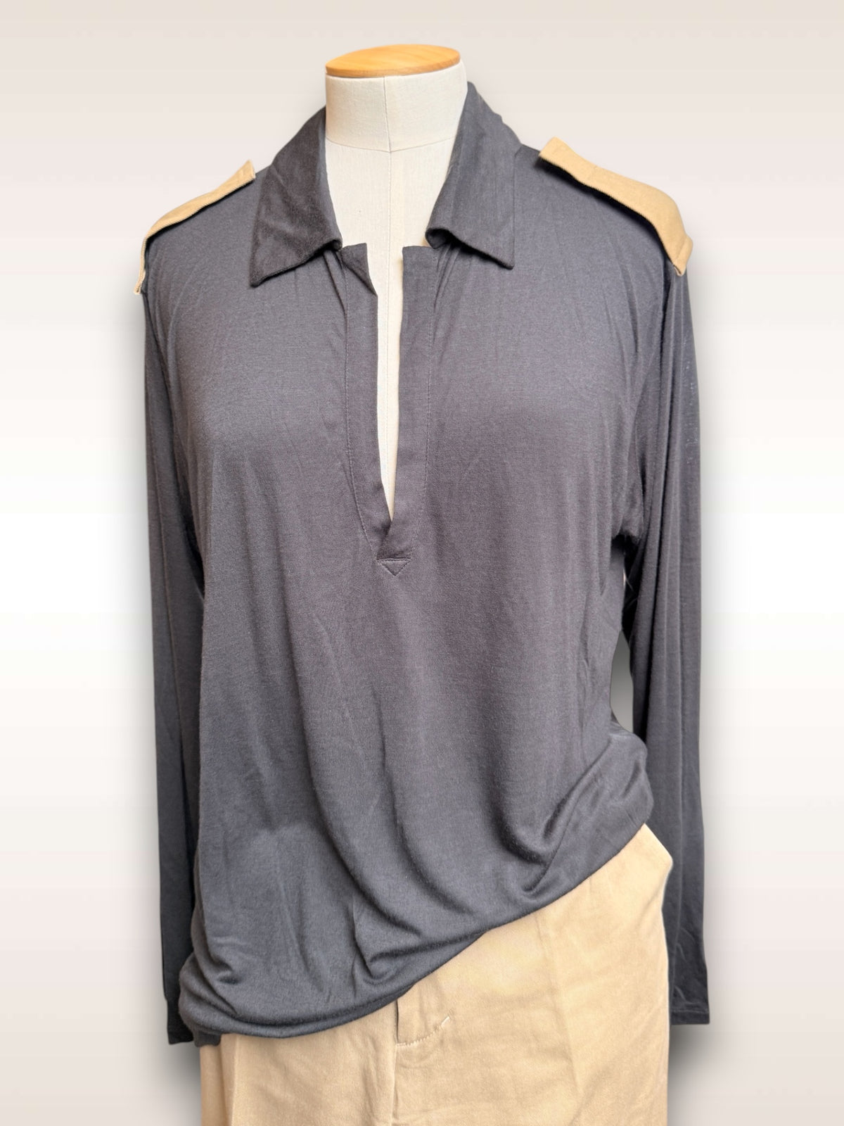 Yohji Yamamoto Top • Rayon / Silk Epaulets T-shirt