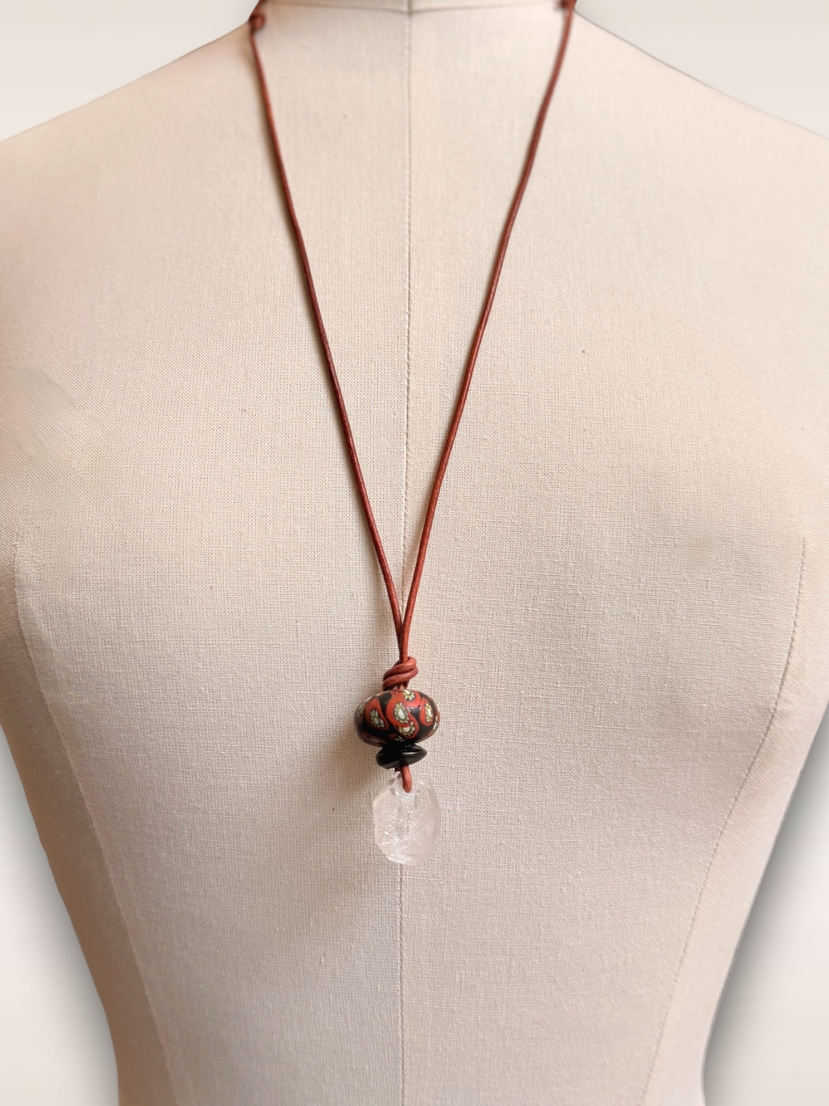 Necklace • Beaded Points / Rock Crystal &amp; Glass Beads