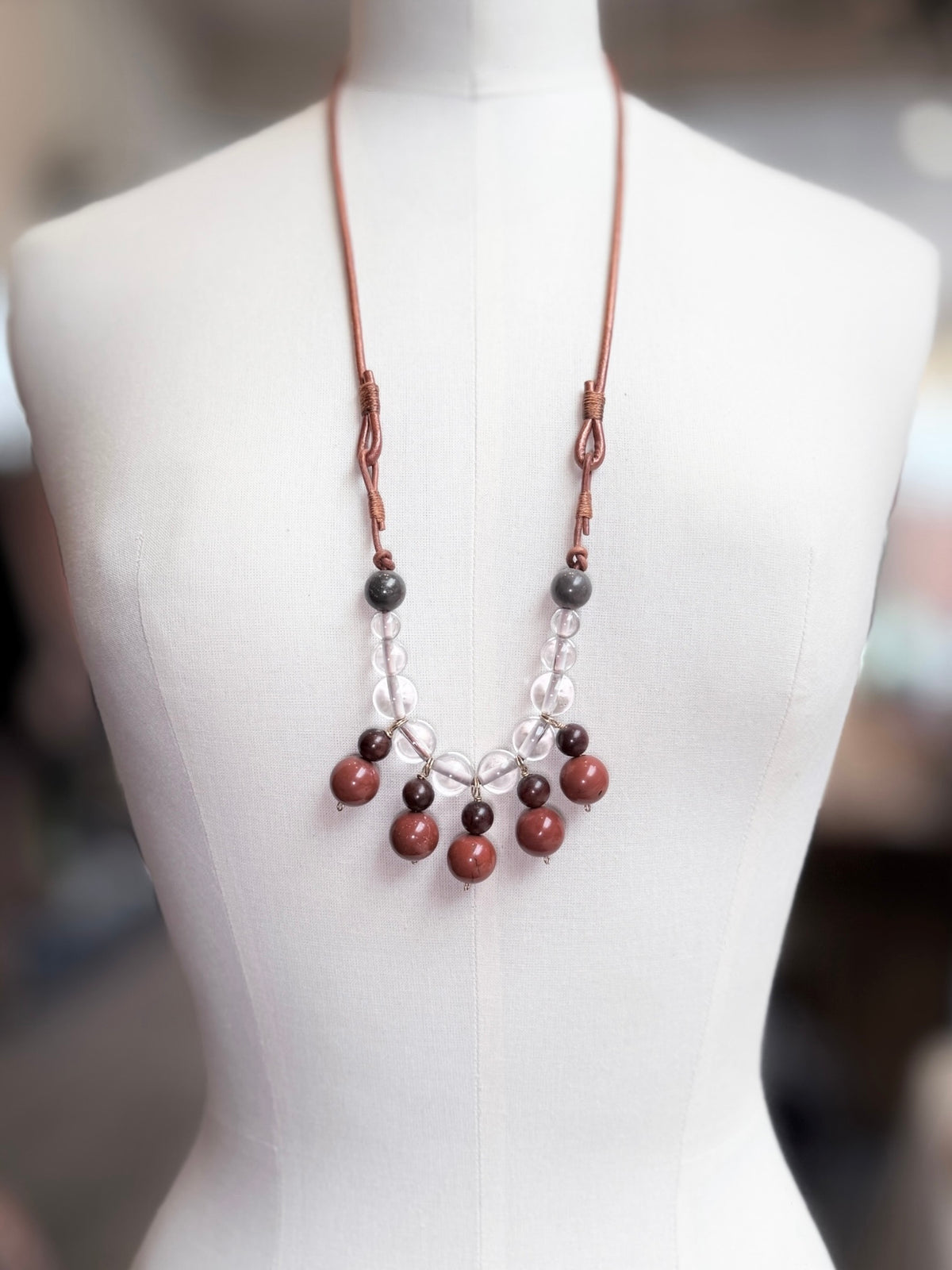 Red Jasper Chrystal Quartz Necklace