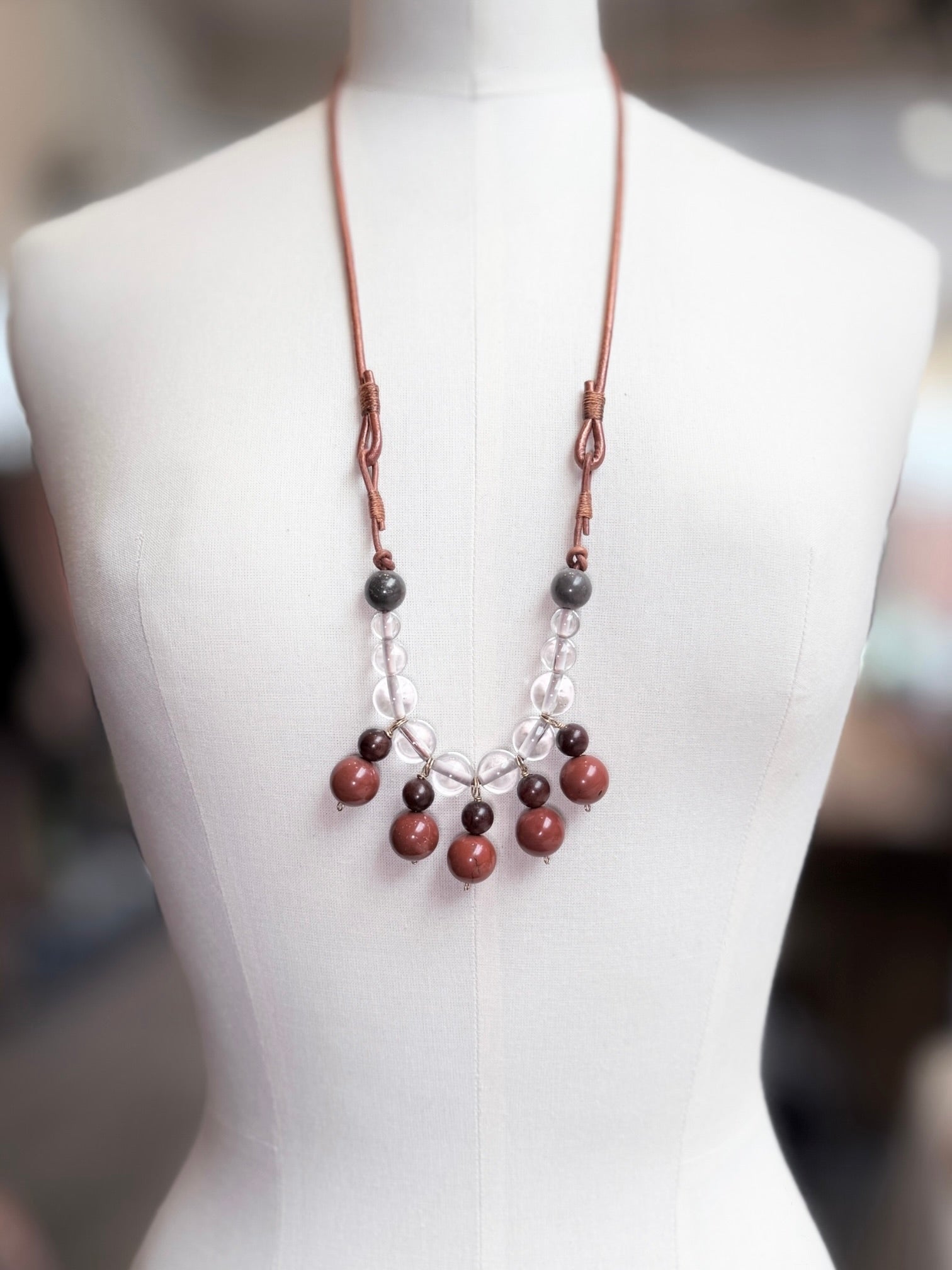 Red Jasper Chrystal Quartz Necklace