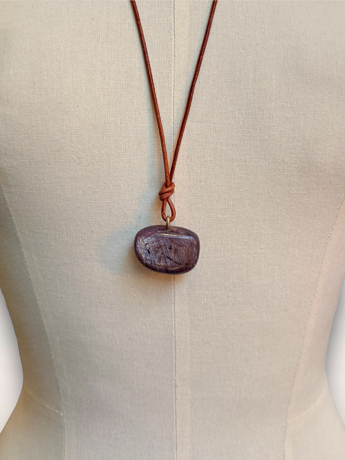 Star Ruby with gold post necklace