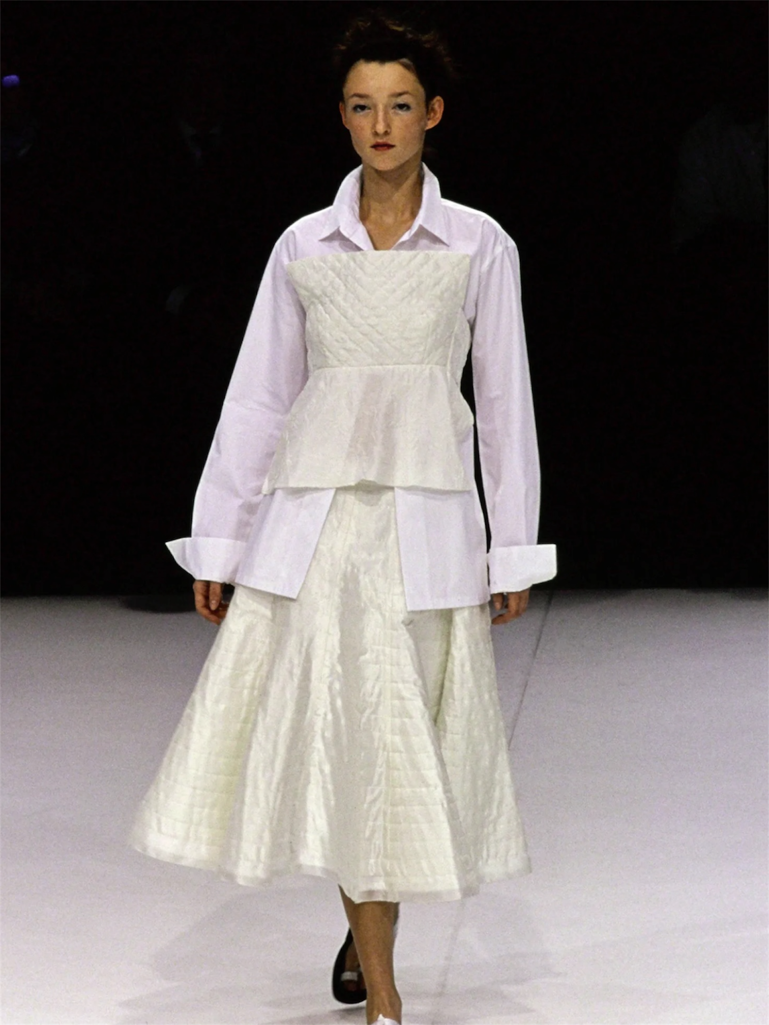 YY SS 1999 runway quilted silk skirt