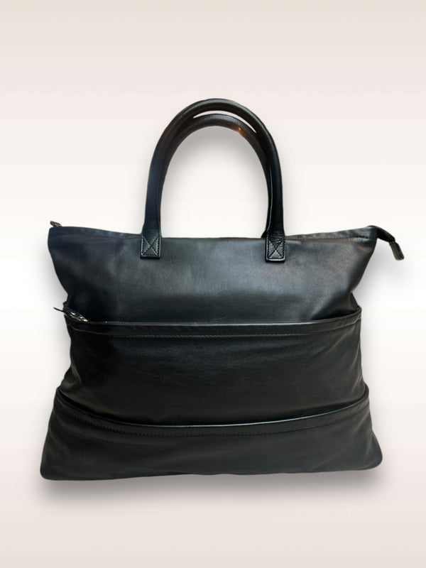 Yohji Yamamoto • Soft Leather Rhombus Zip front Bag - Bee