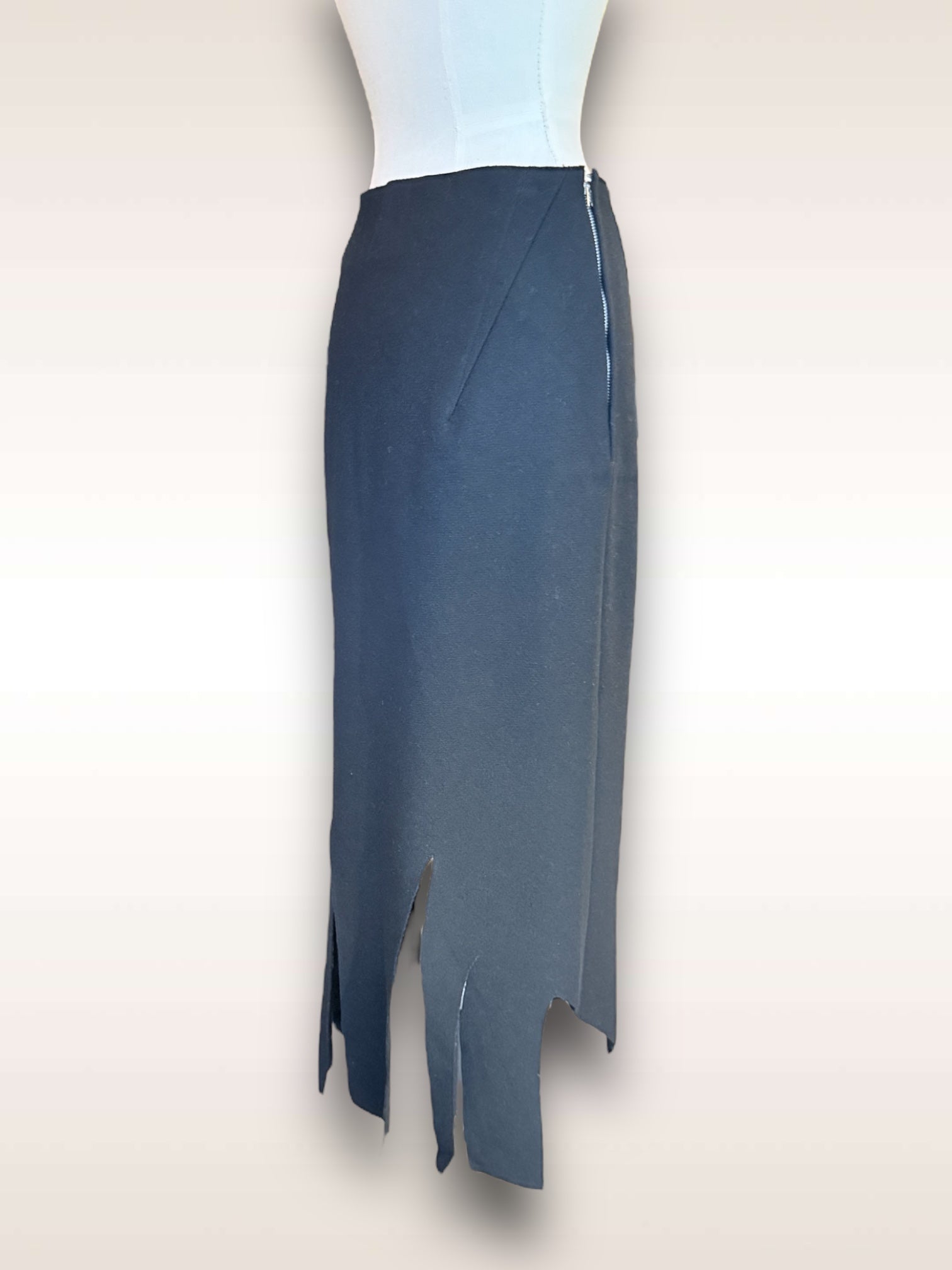 Yohji Yamamoto Bottom Felt Shred Hem Skirt AW 1992 back view